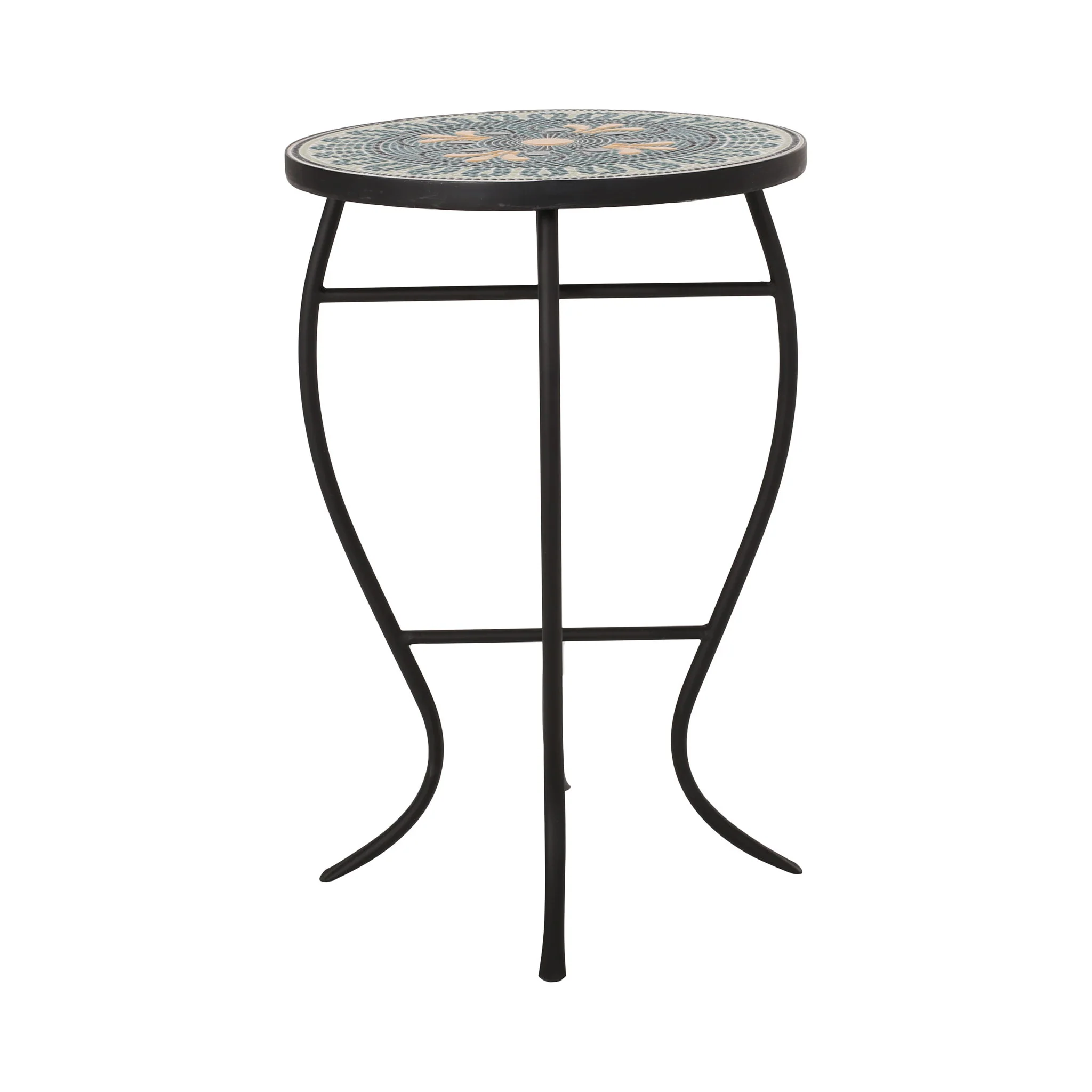 Outdoor Side Table With Tile Mosaic Table Top - Black - Image 6