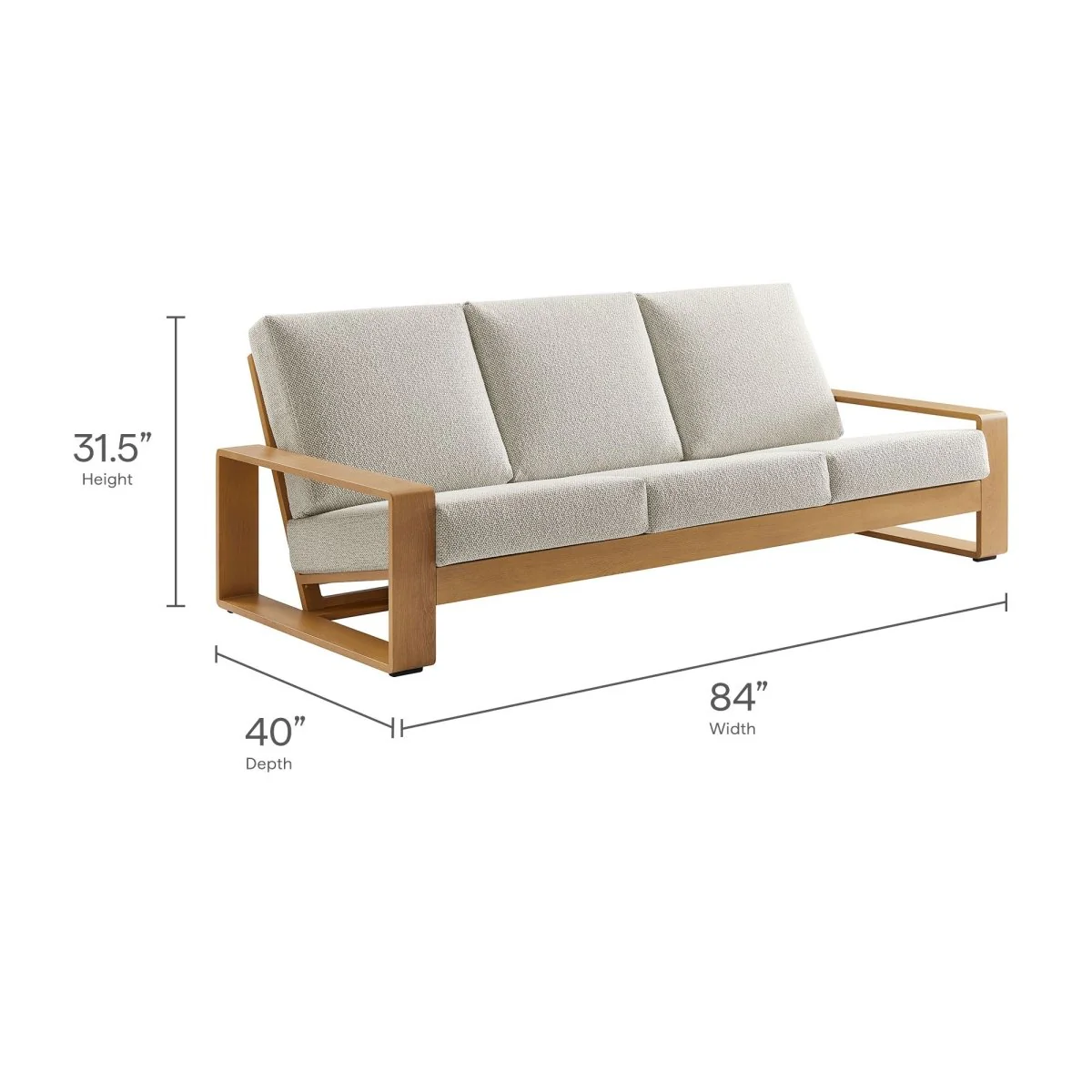 Outdoor Sofa – Faux Wood Design with Natural Aluminum Frame and Weather-Resistant Build - Image 11