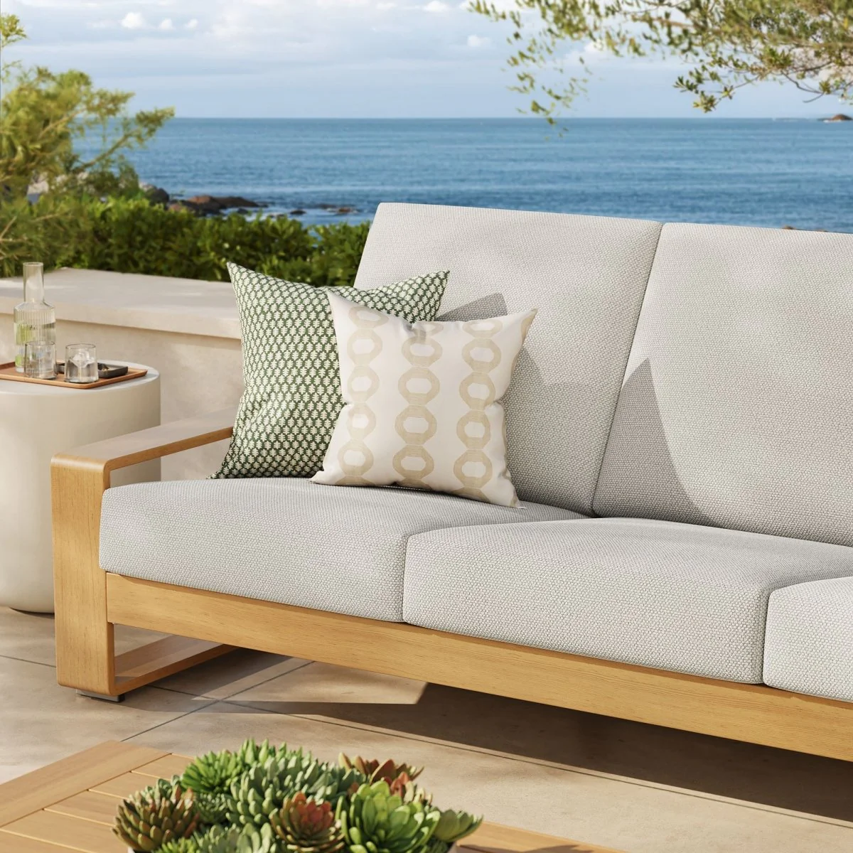 Outdoor Sofa – Faux Wood Design with Natural Aluminum Frame and Weather-Resistant Build - Image 12