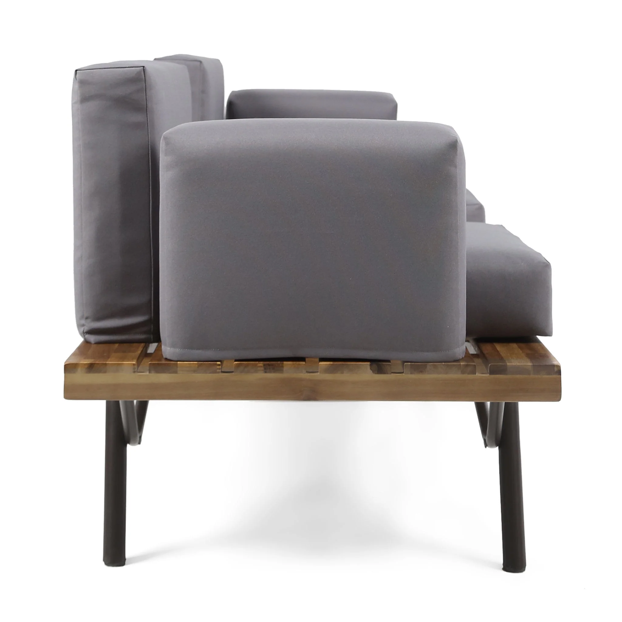 Outdoor Sofa With Cushions And Iron Legs - Dark Gray - Image 4