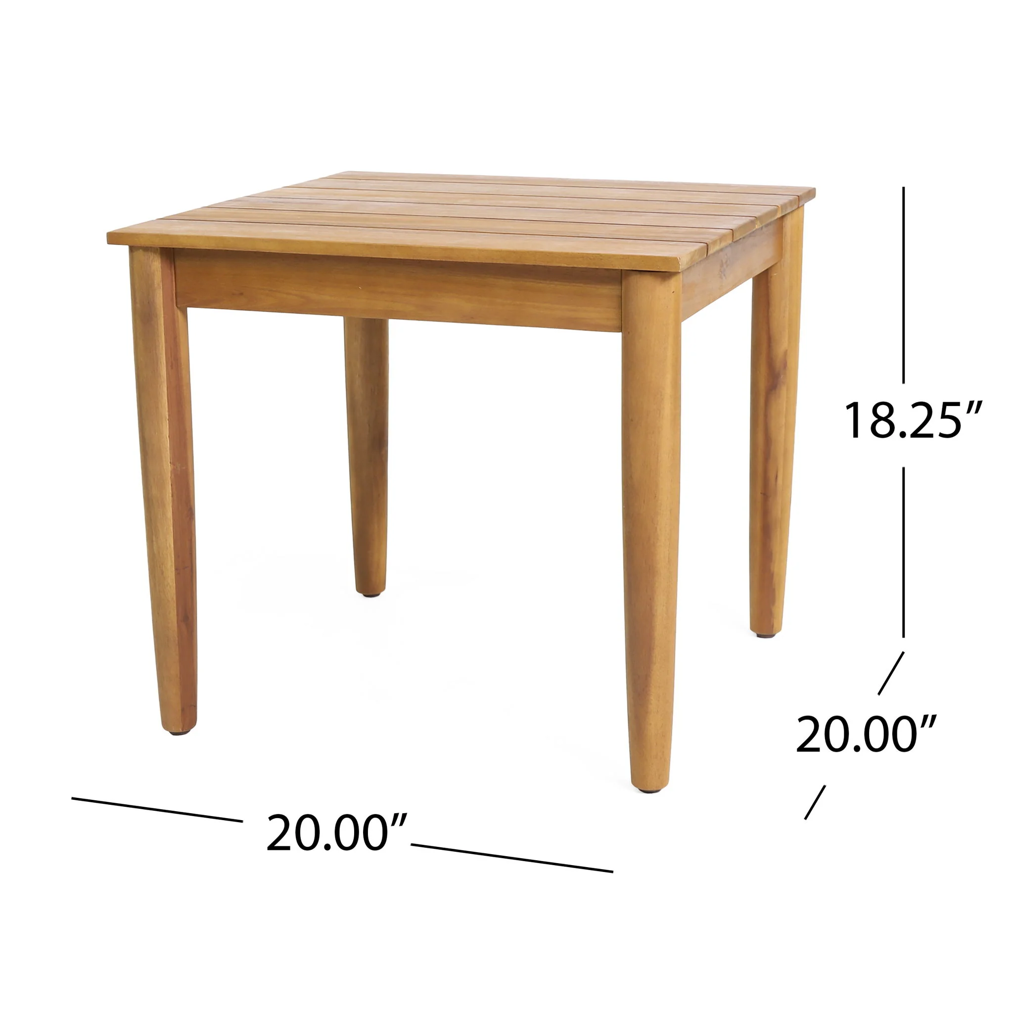 Outdoor Square Side Table With Slatted Top And Wood Frame - Teak - Image 7