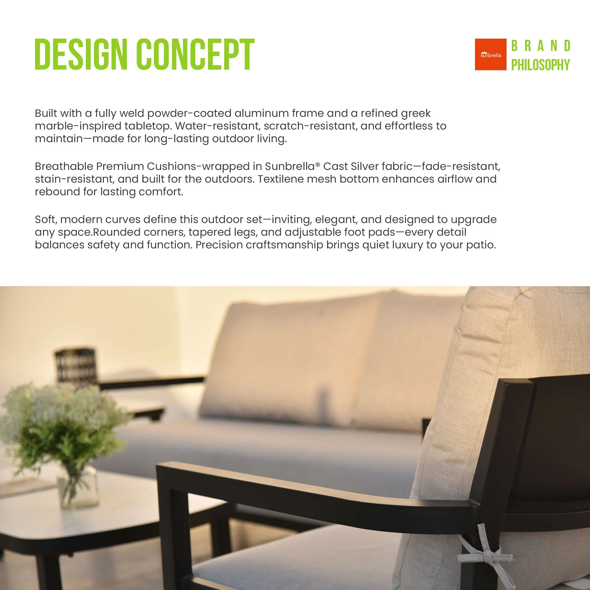 Outdoor Swivel Lounge Chair With Sunbrella Cushion, Weather Resistant - Ember Black - Image 2