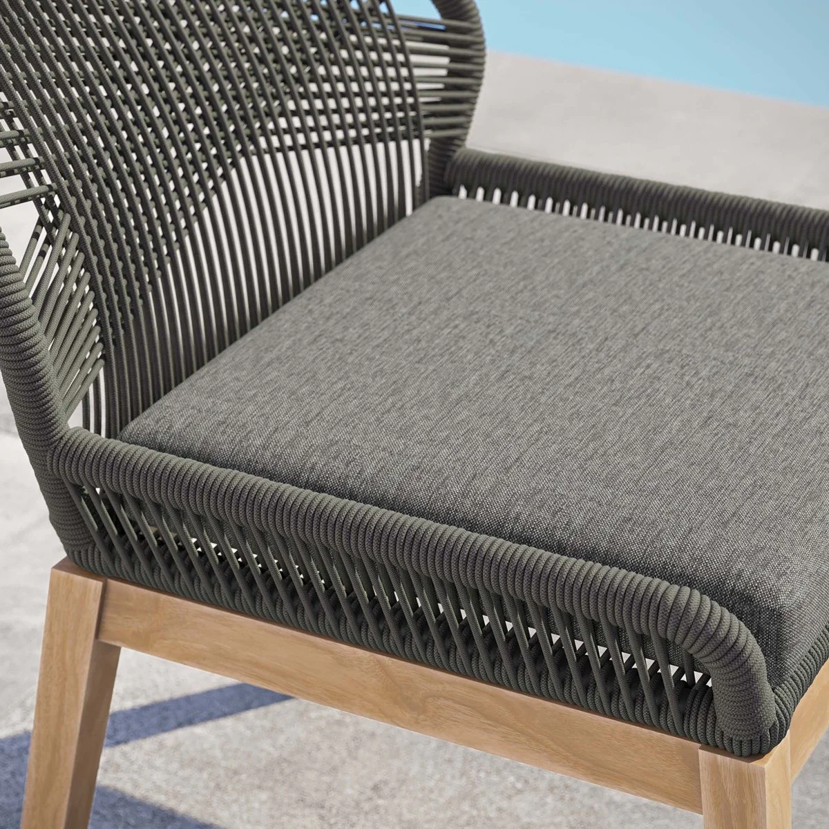 Outdoor Teak and Rope Patio Dining Chair with Cushion for Outdoor Dining Spaces - Image 10