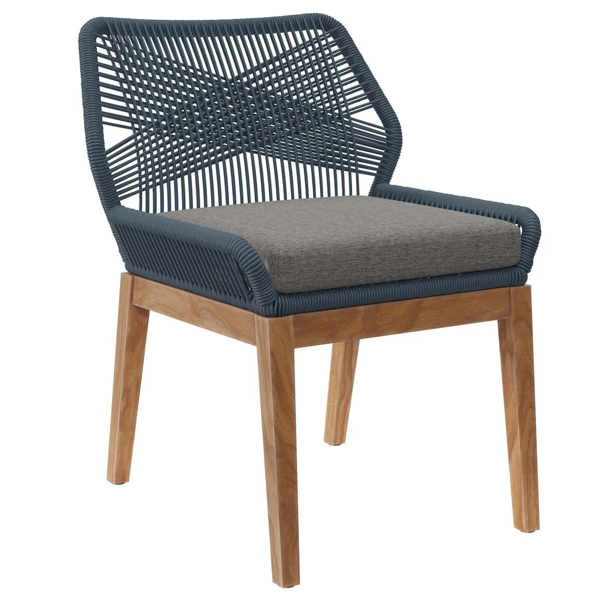 Outdoor Teak and Rope Patio Dining Chair with Cushion for Outdoor Dining Spaces - Image 15