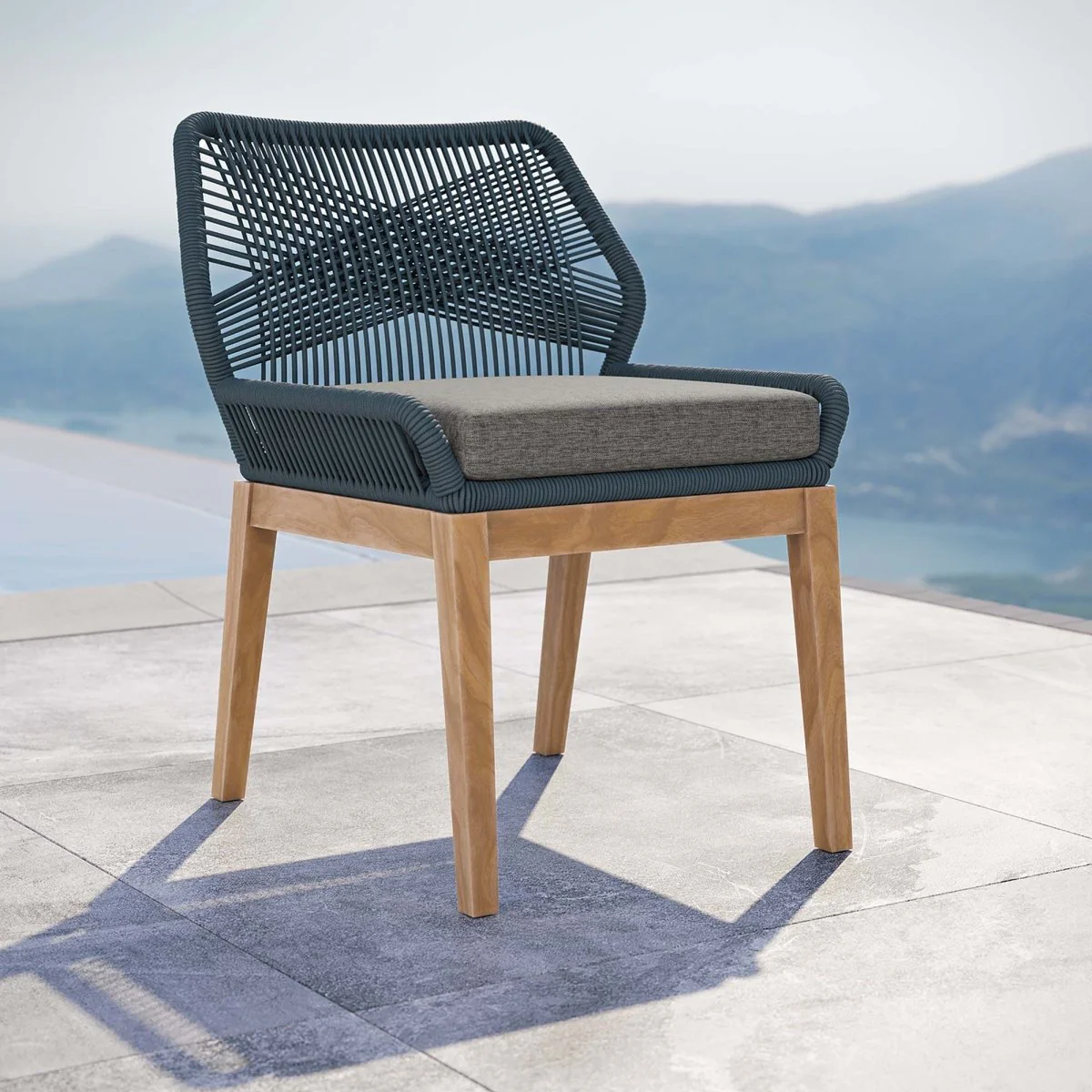Outdoor Teak and Rope Patio Dining Chair with Cushion for Outdoor Dining Spaces - Image 21