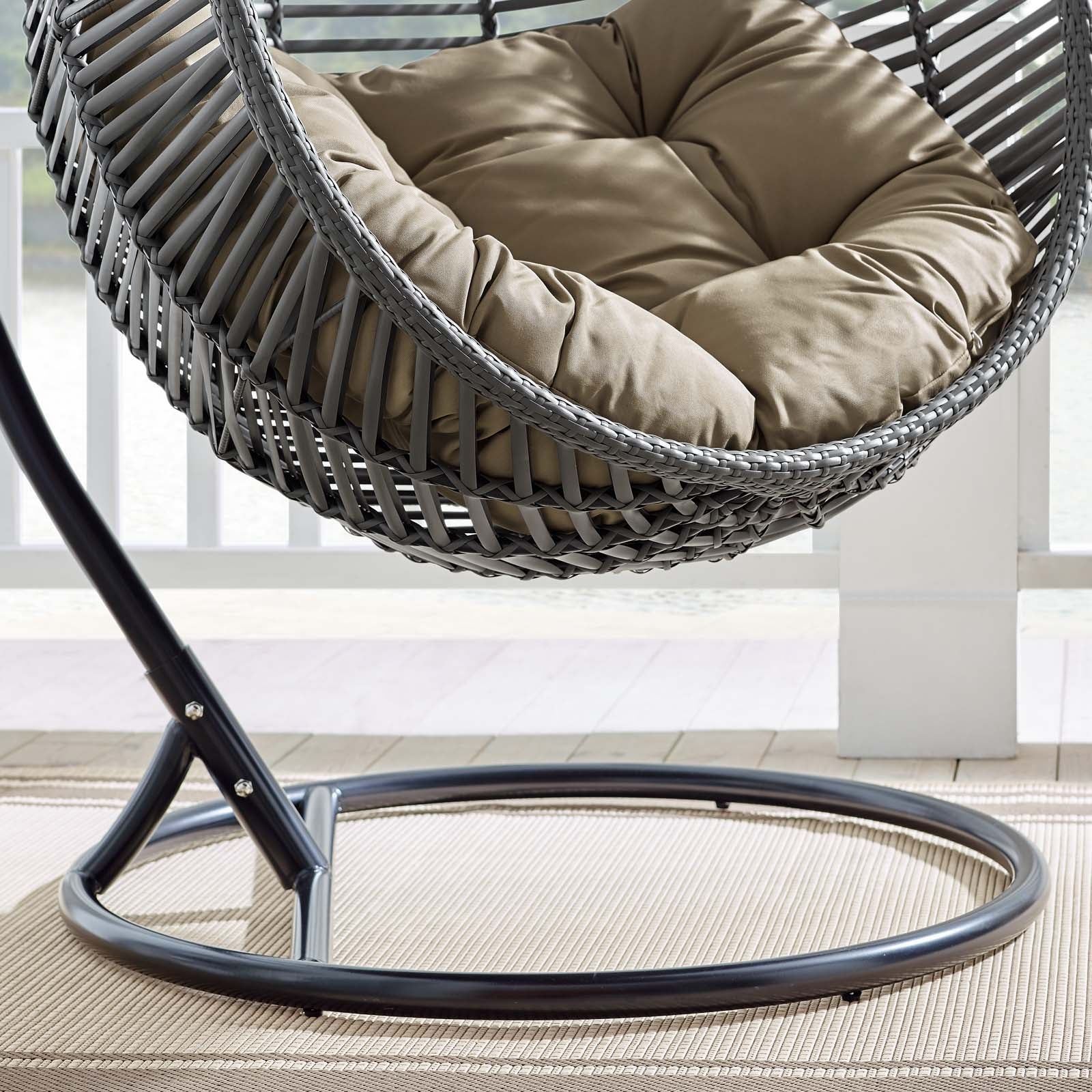 Outdoor Teardrop Rattan Hanging Swing Chair for Patio, Yard, Porch and Garden Seating - Image 21