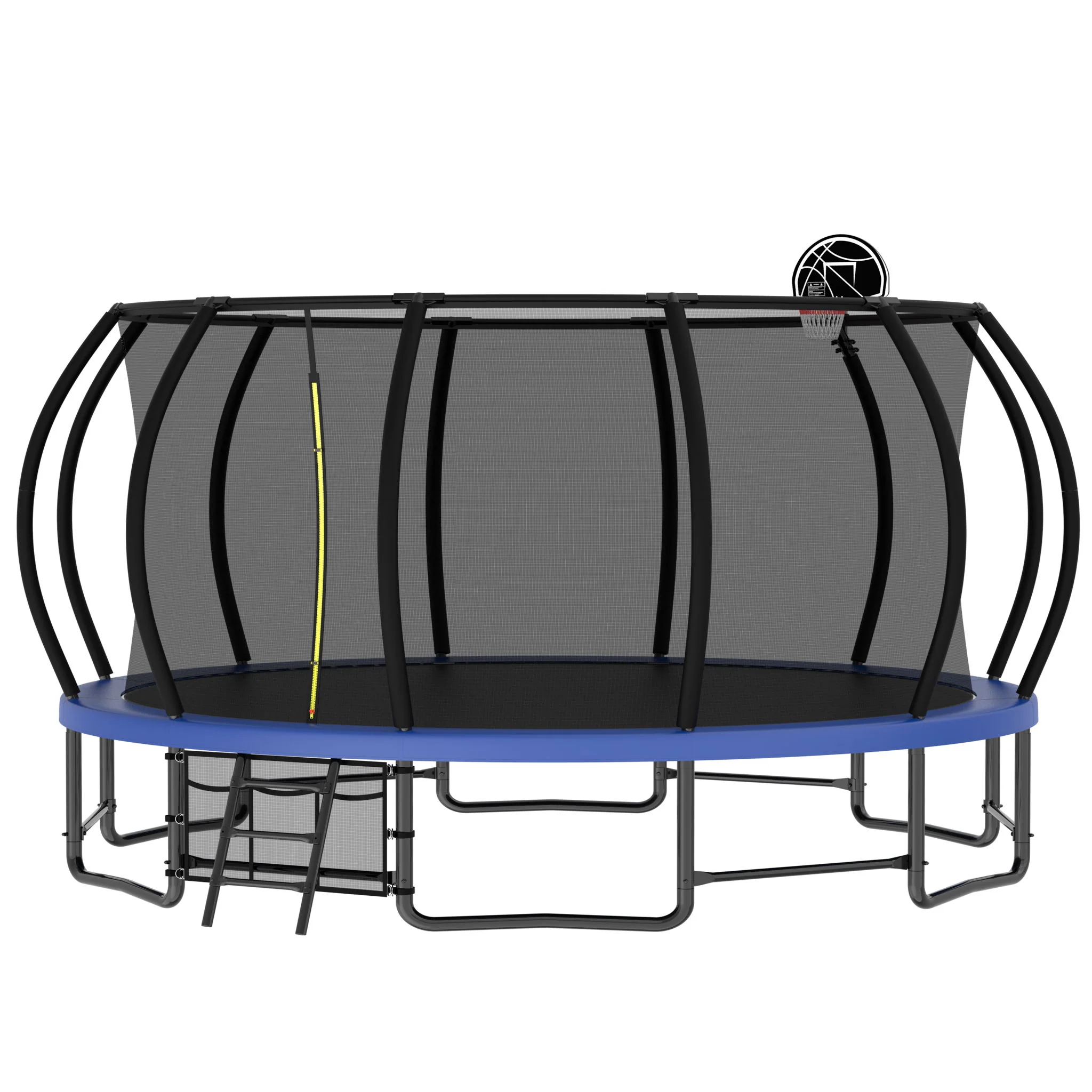Outdoor Trampoline For Kids And Adults, Pumpkin Trampolines With Curved Poles, Heavy Duty Trampoline Anti-Rust Coating Astm Approval - Blue - Image 4