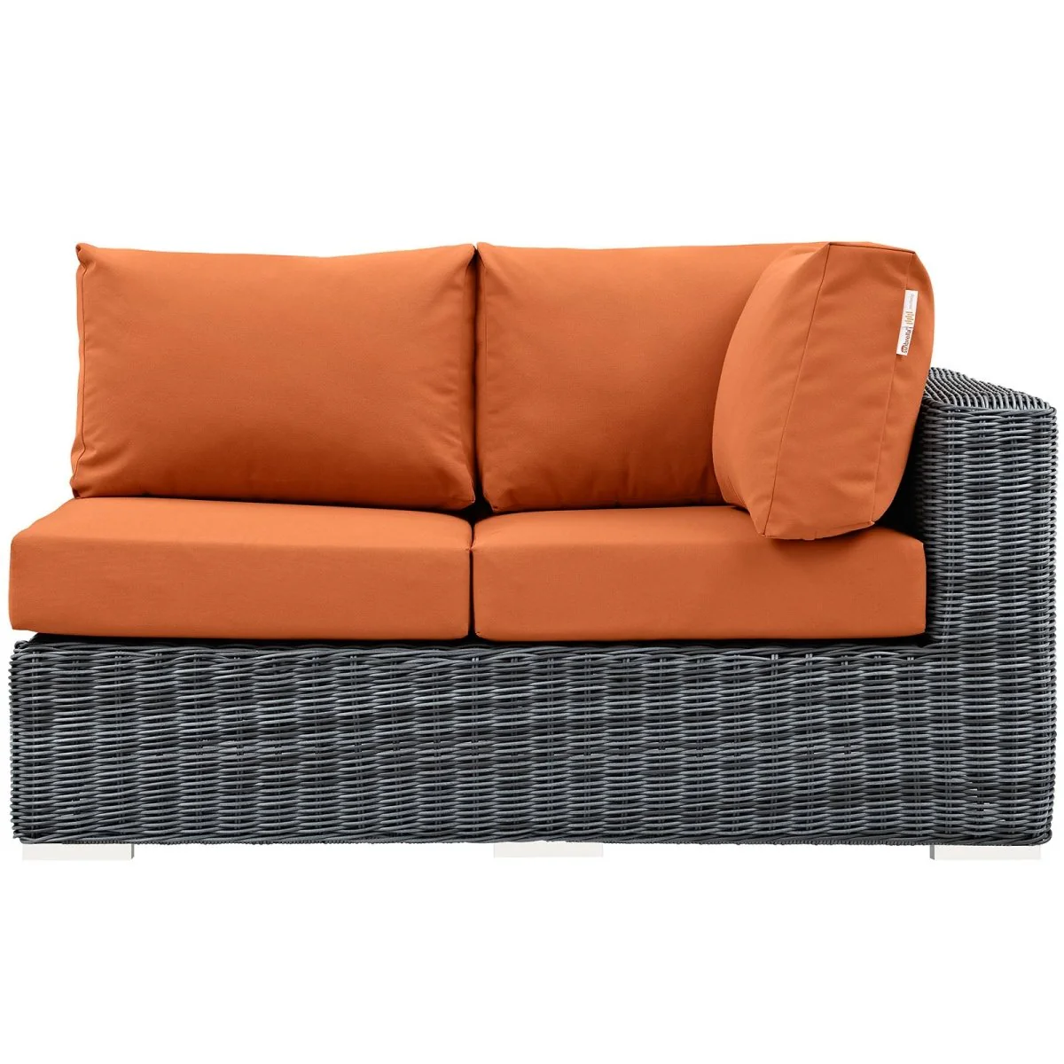 Outdoor Two-Tone Wicker Right Arm Loveseat with Canvas Seat Cushions and Durable Frame - Image 12