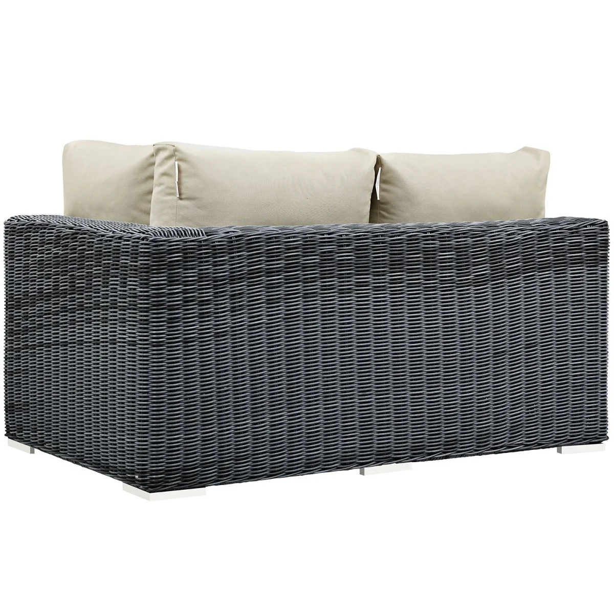 Outdoor Two-Tone Wicker Right Arm Loveseat with Canvas Seat Cushions and Durable Frame - Image 8