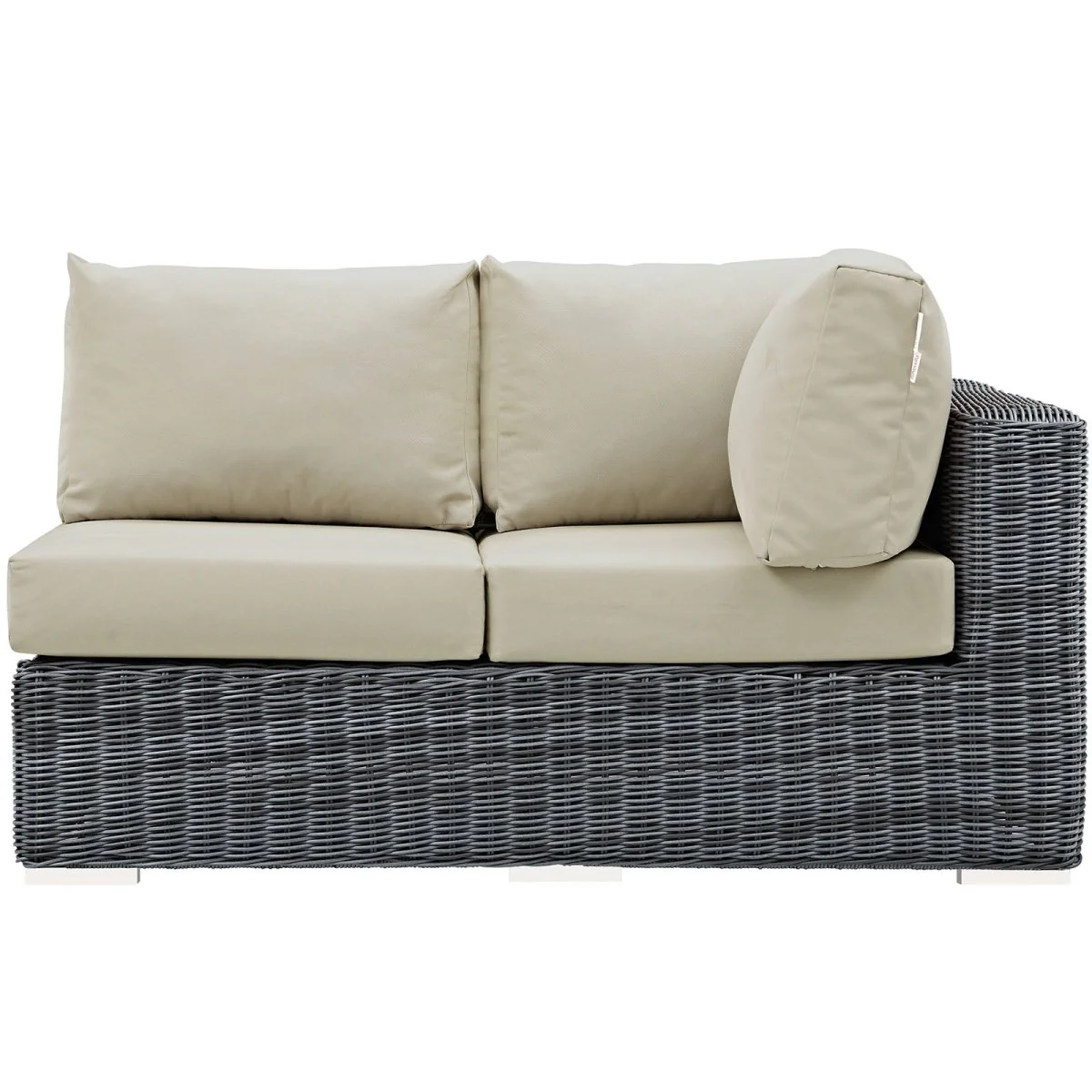 Outdoor Two-Tone Wicker Right Arm Loveseat with Canvas Seat Cushions and Durable Frame - Image 9