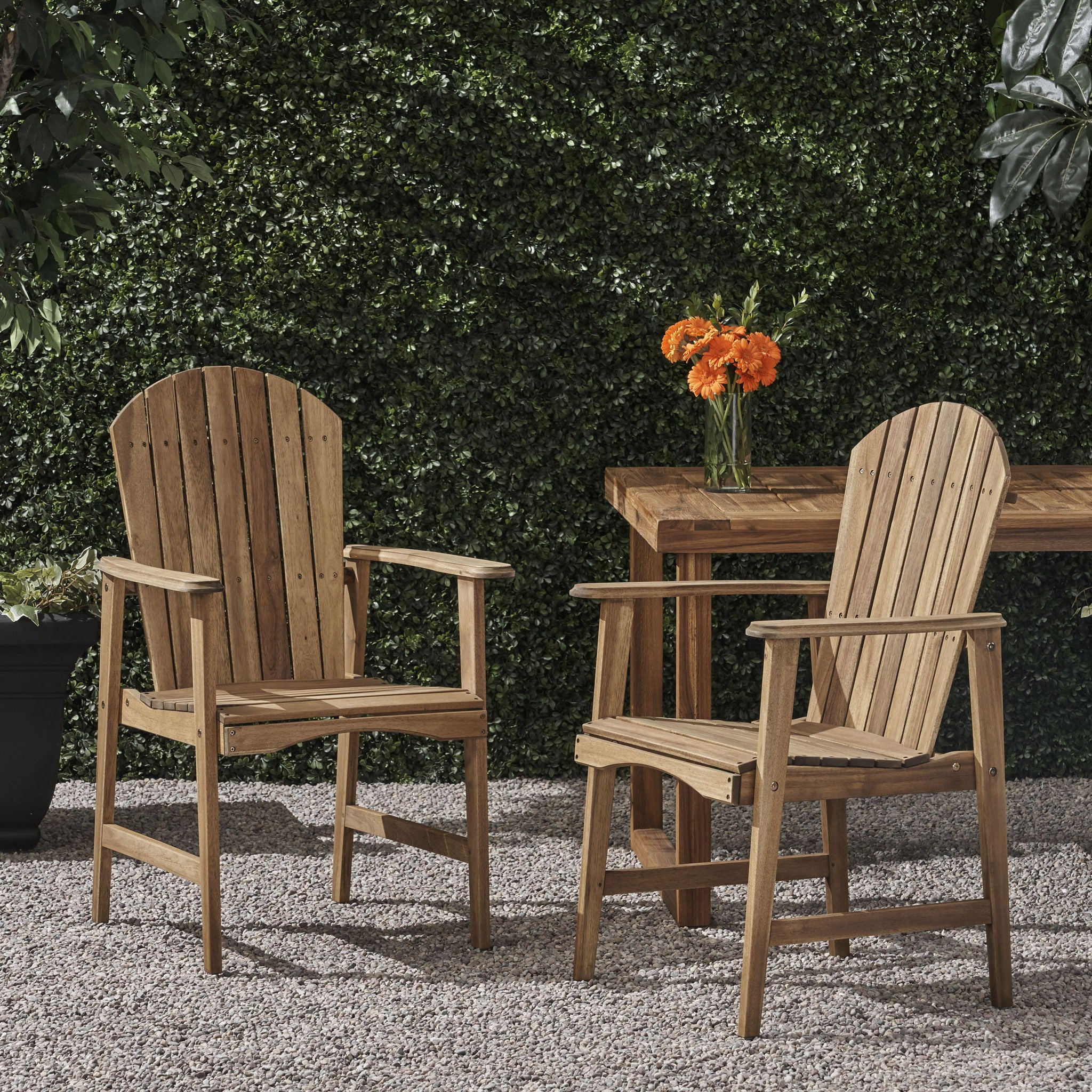 Outdoor Weather Resistant Acacia Wood Adirondack Dining Chairs (Set of 2) - Image 9
