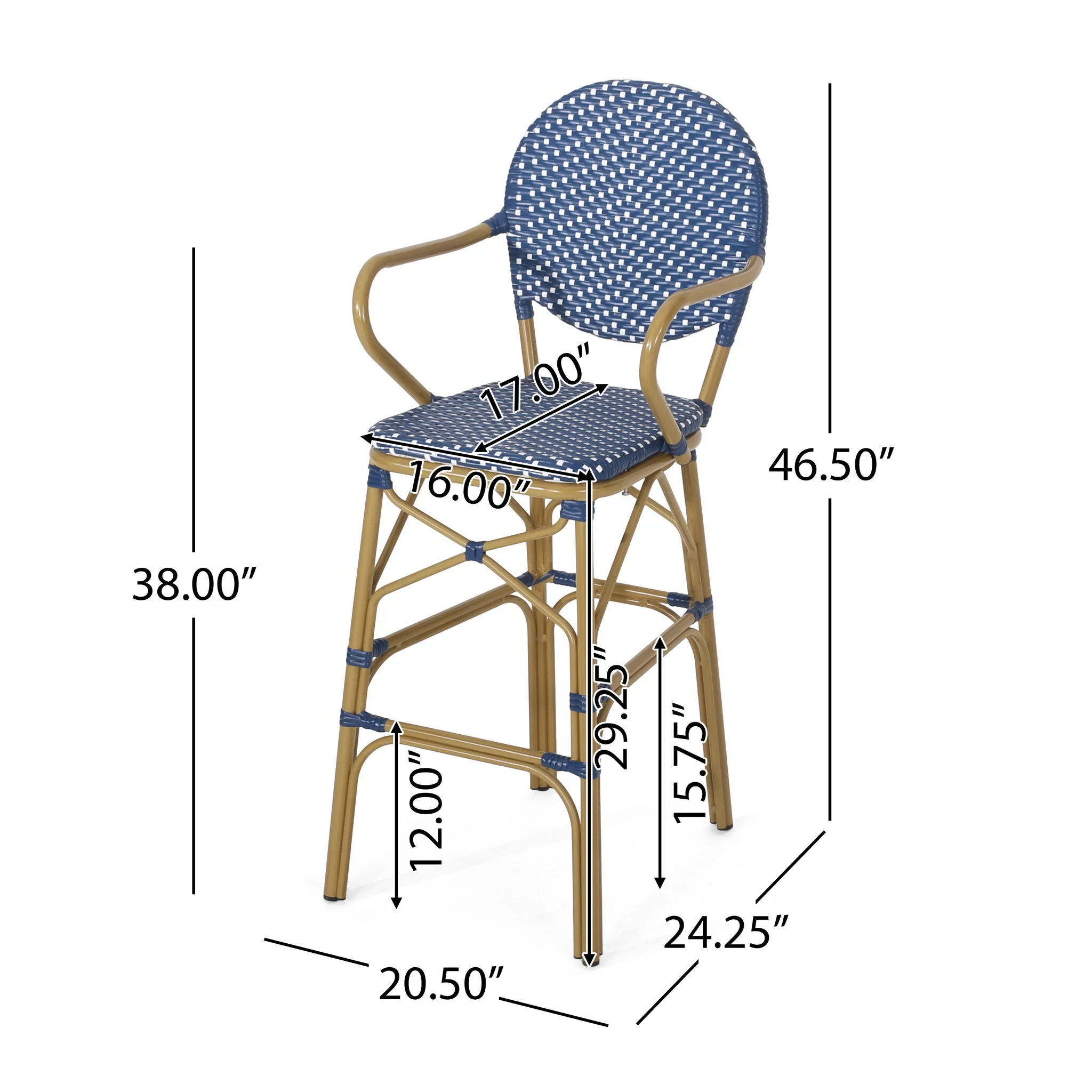 Outdoor Wicker And Aluminum French Barstools (Set of 2) - Image 5