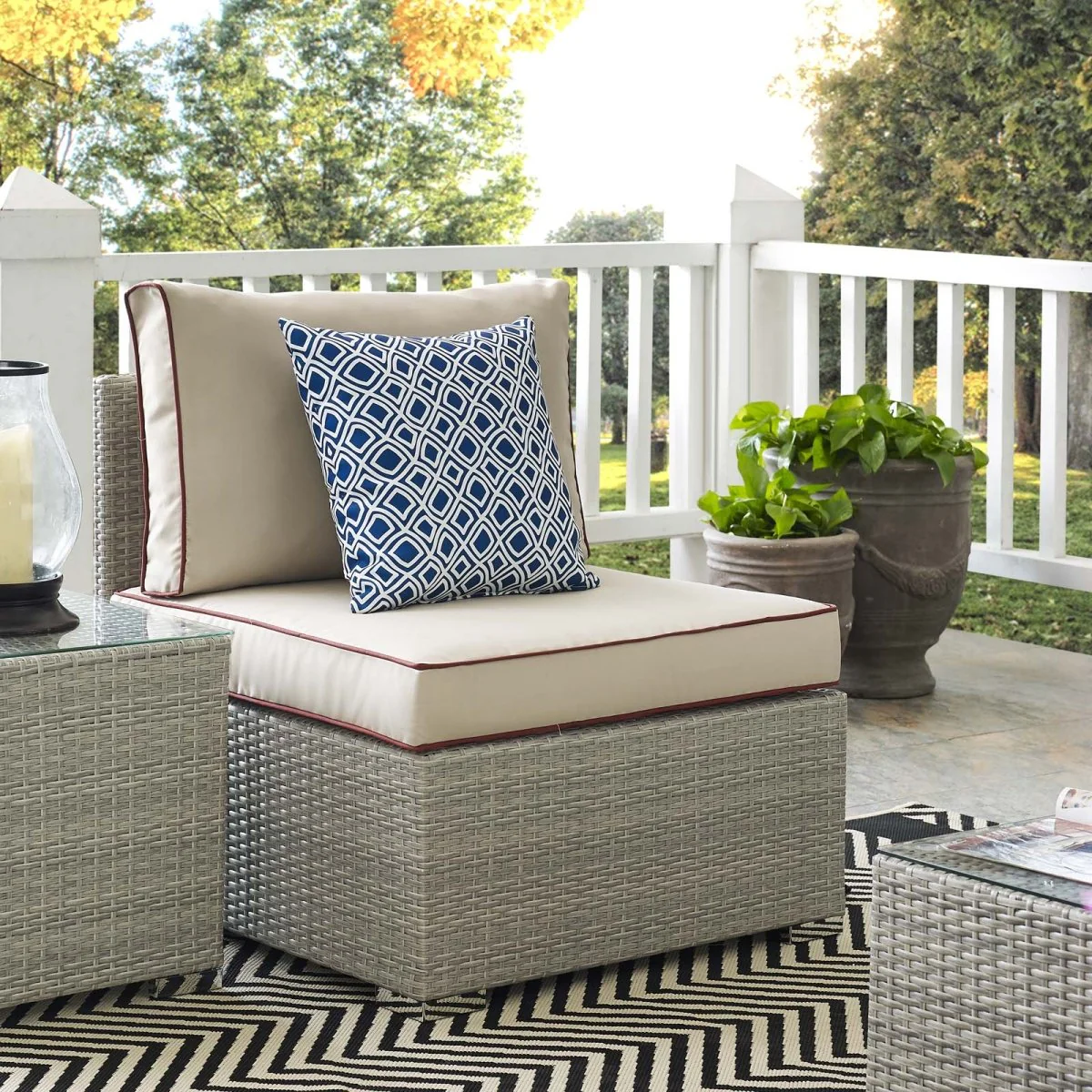 Outdoor Wicker Armless Chair for Patio, Deck and Garden Seating - Weather-Resistant - Image 4
