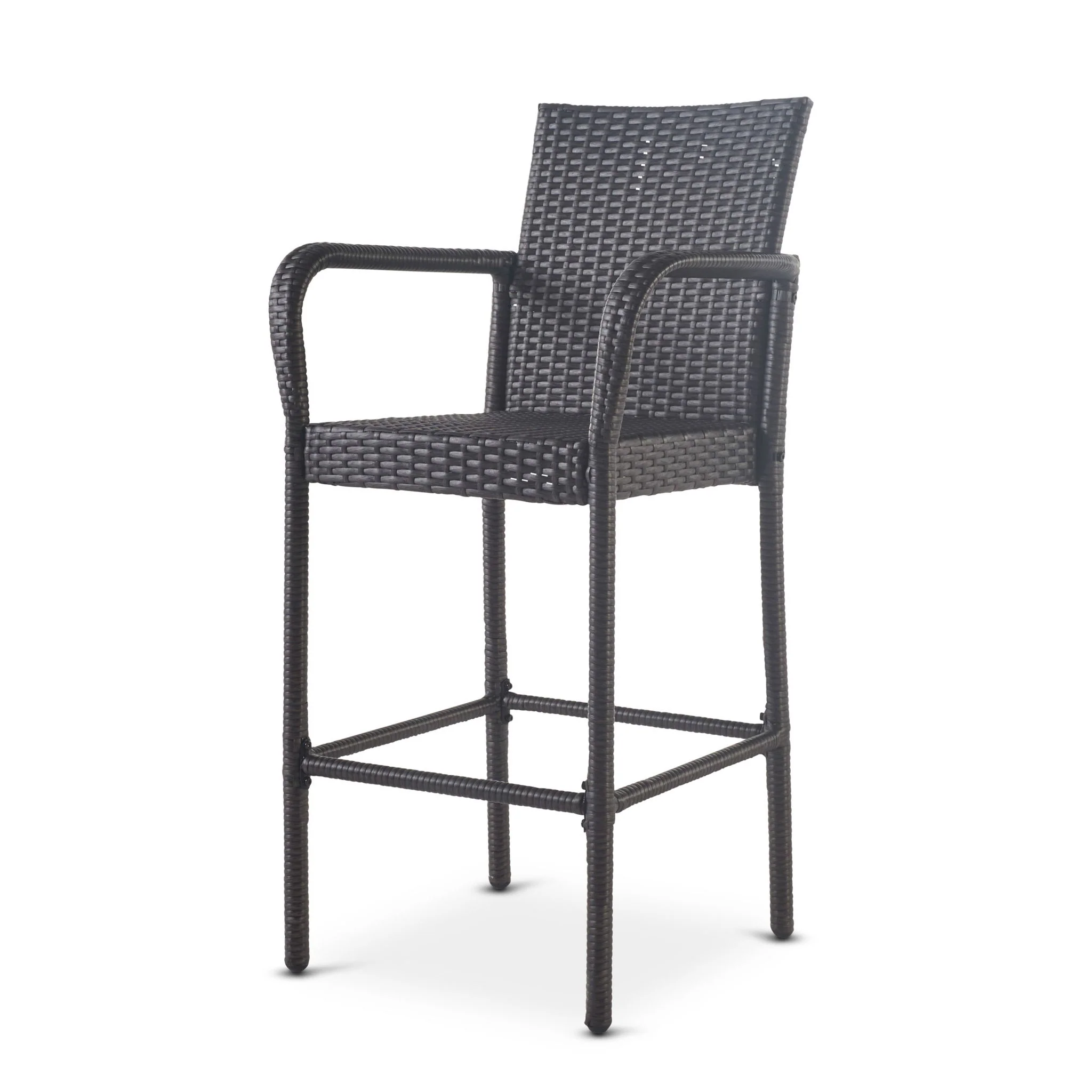 Outdoor Wicker Barstools With Rattan And Iron Frame - Image 15