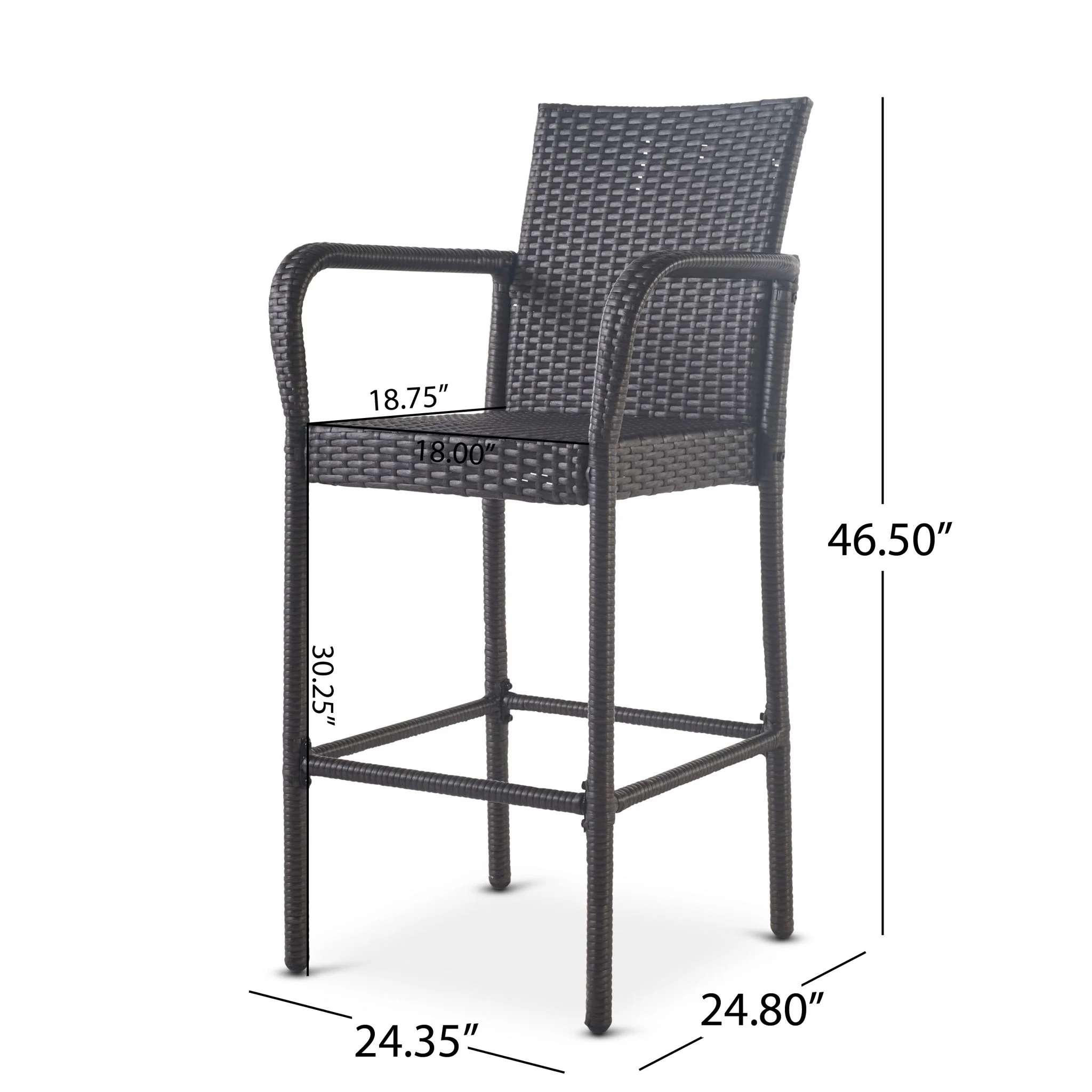 Outdoor Wicker Barstools With Rattan And Iron Frame - Image 4