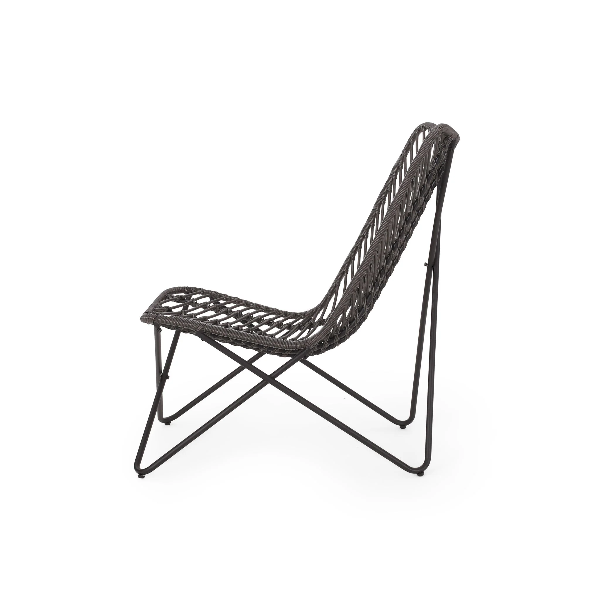 Outdoor Wicker Chair With Geometric Cross Base, (Set of 2) - Gray - Image 4