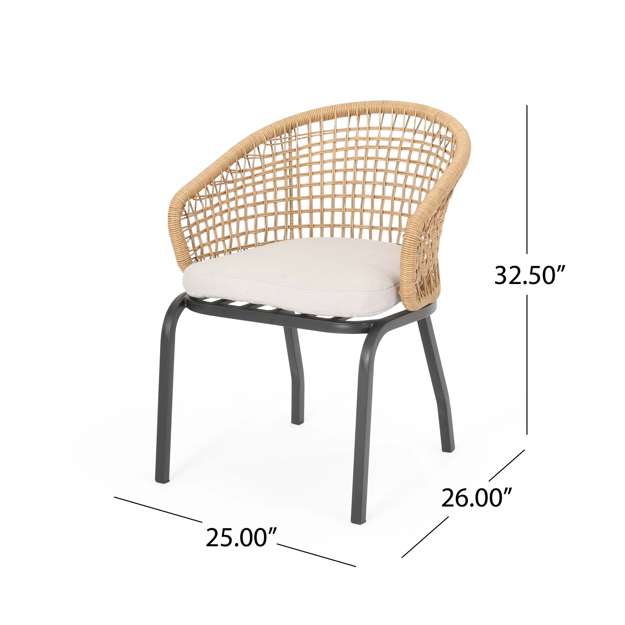 Outdoor Wicker Chair With Powder Coated Iron Legs - Image 9