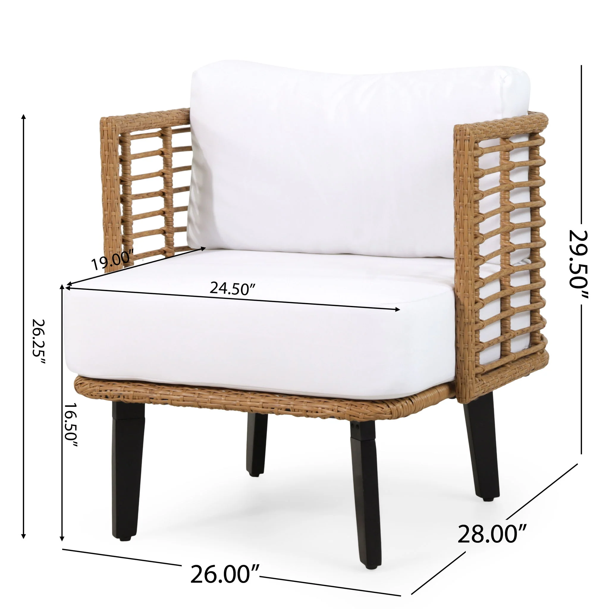 Outdoor Wicker Club Chair With Water Resistant Cushion - Brown - Image 2