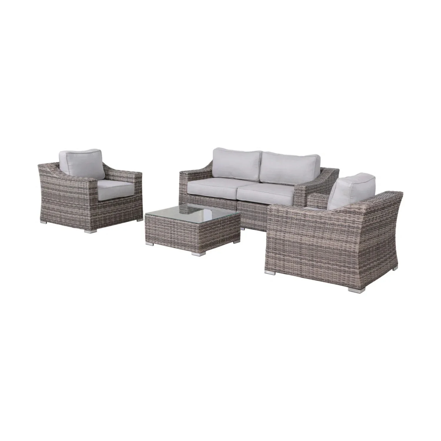 Outdoor Wicker Conversation Set With Cushions, All Weather - Image 11