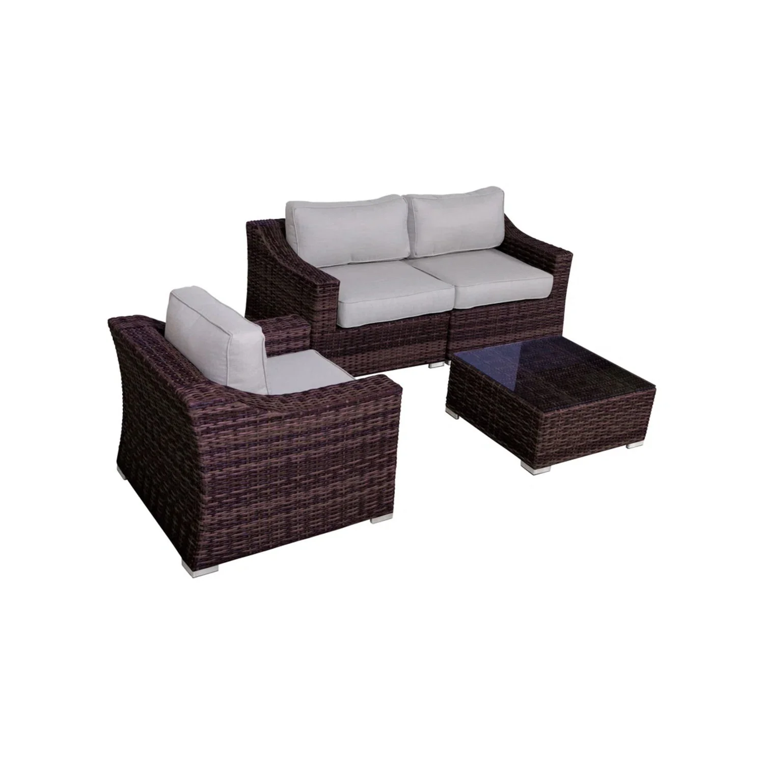 Outdoor Wicker Conversation Set With Cushions, All Weather - Image 21