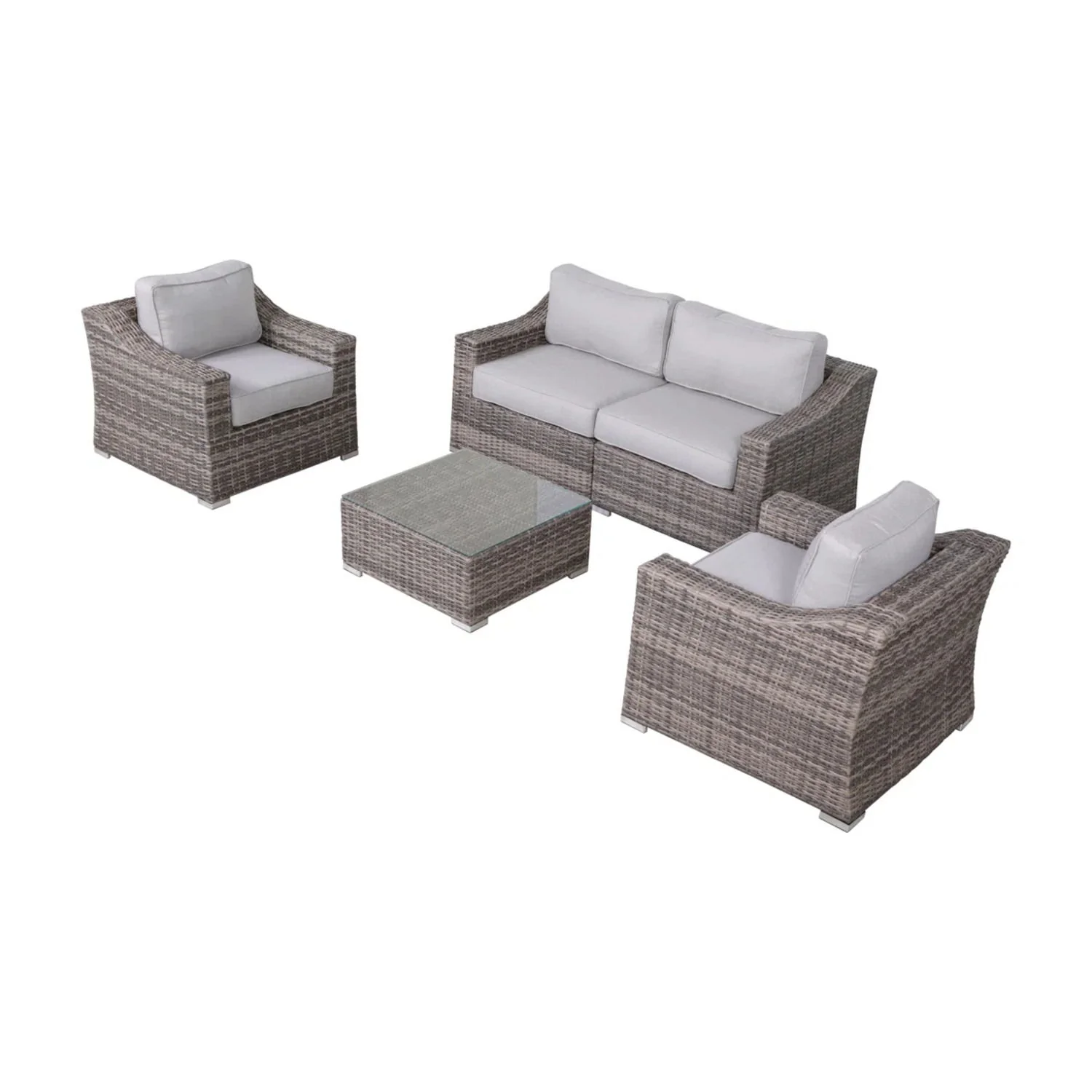 Outdoor Wicker Conversation Set With Cushions, All Weather - Image 74