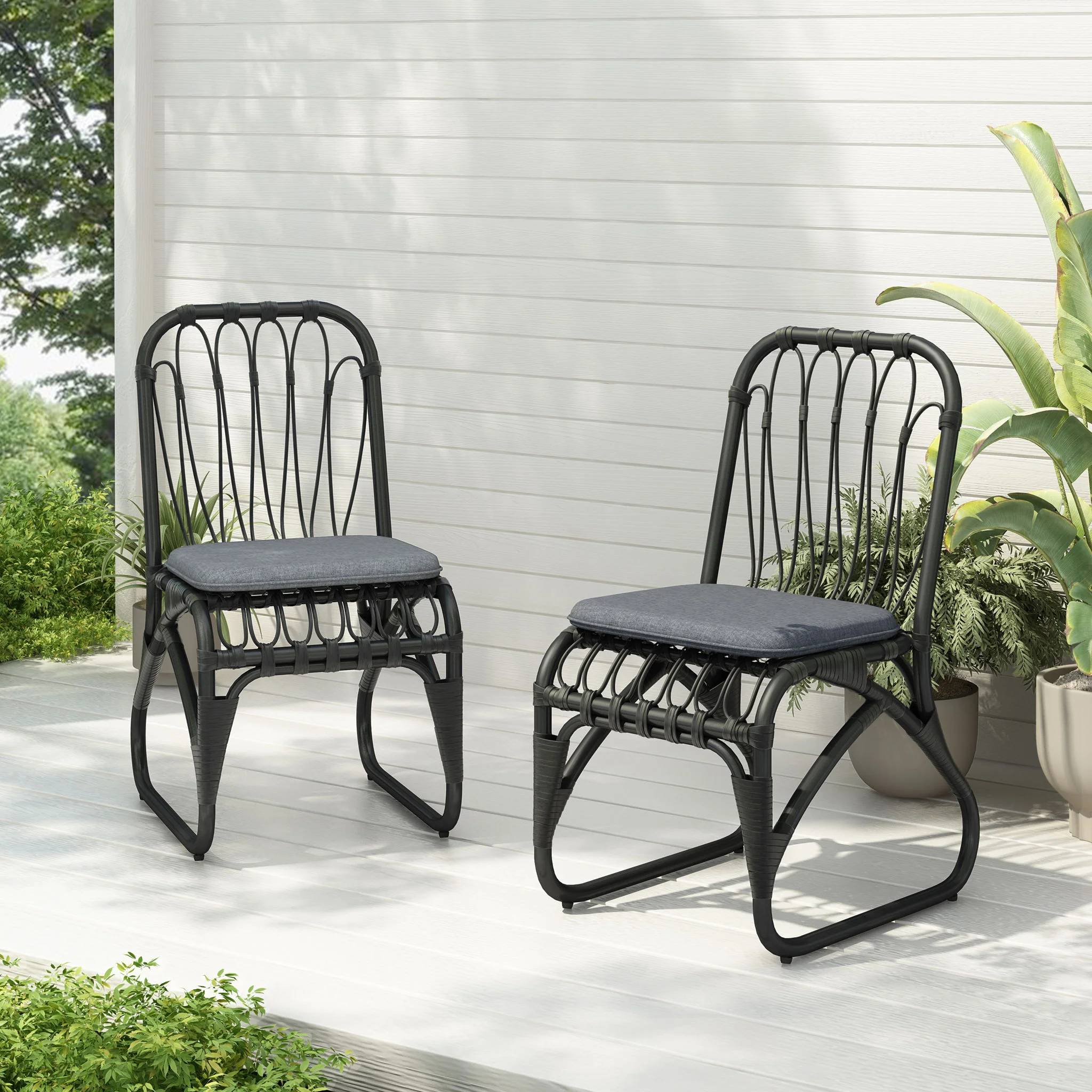 Outdoor Wicker Dining Chairs With Washable Cushion (Set of 2) - Image 12