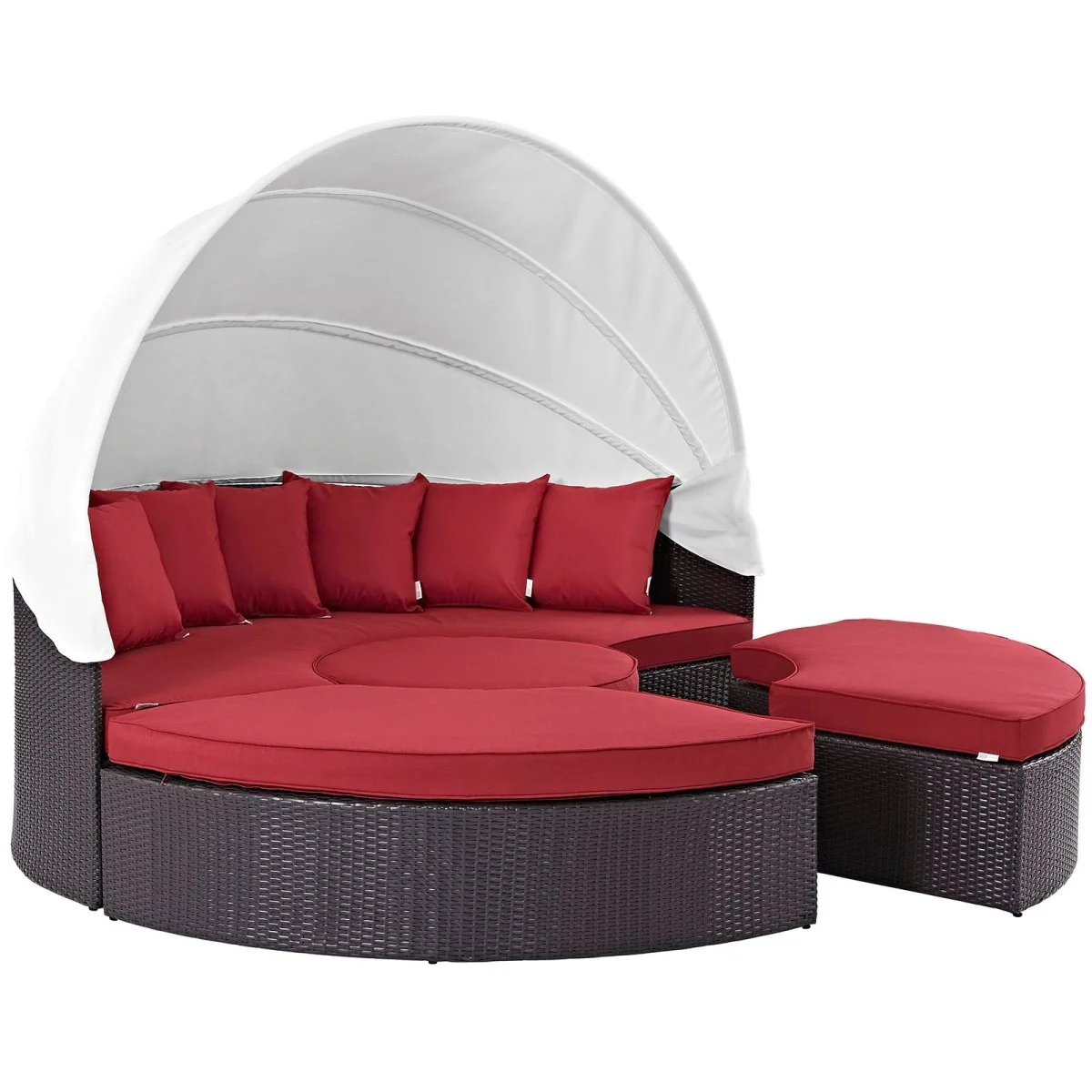 Outdoor Wicker Rattan Daybed with Canopy, Durable All-Weather Patio Lounger - Image 12