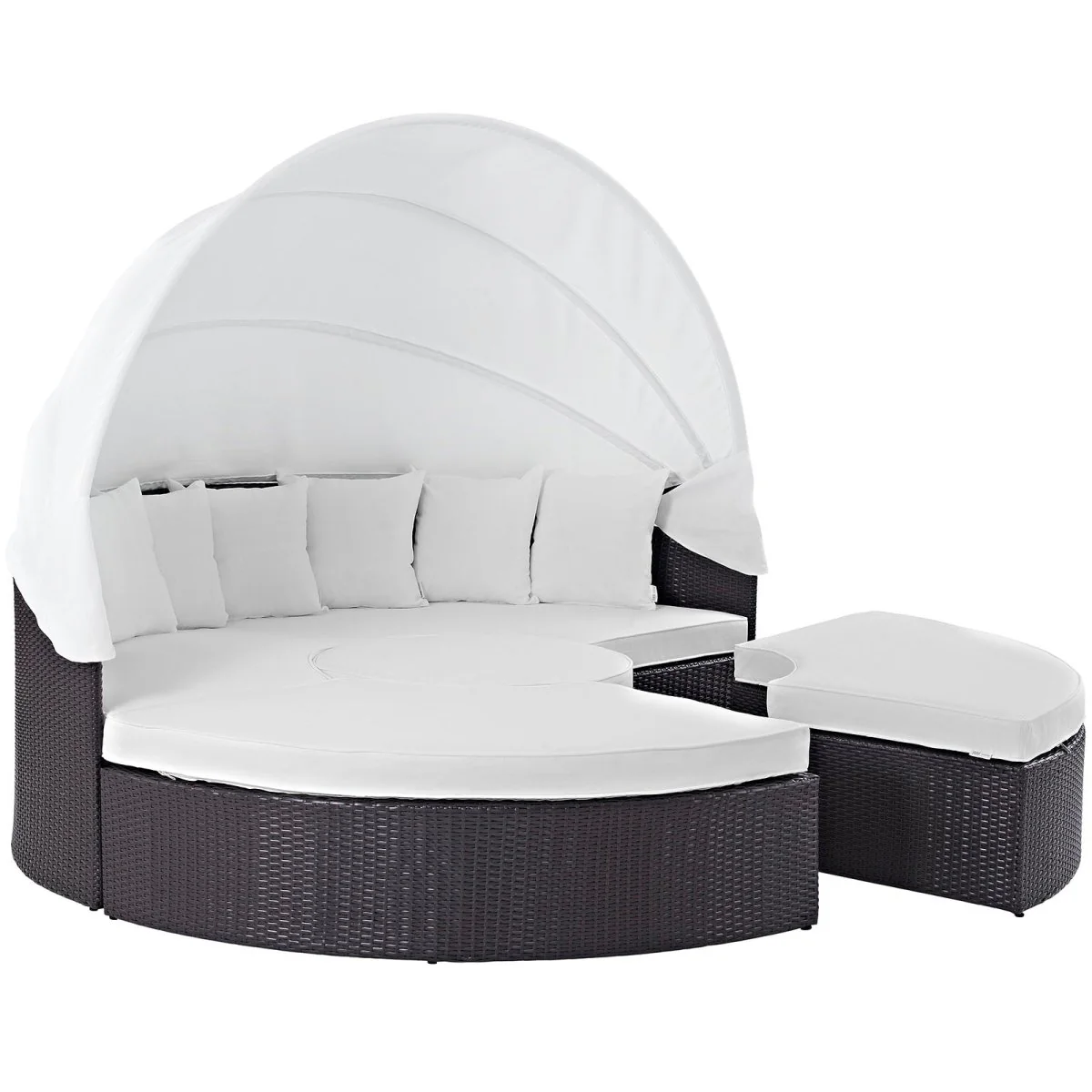 Outdoor Wicker Rattan Daybed with Canopy, Durable All-Weather Patio Lounger - Image 2