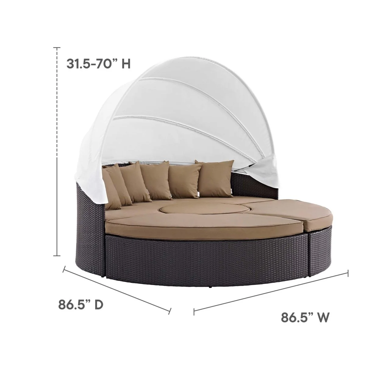 Outdoor Wicker Rattan Daybed with Canopy, Durable All-Weather Patio Lounger - Image 26