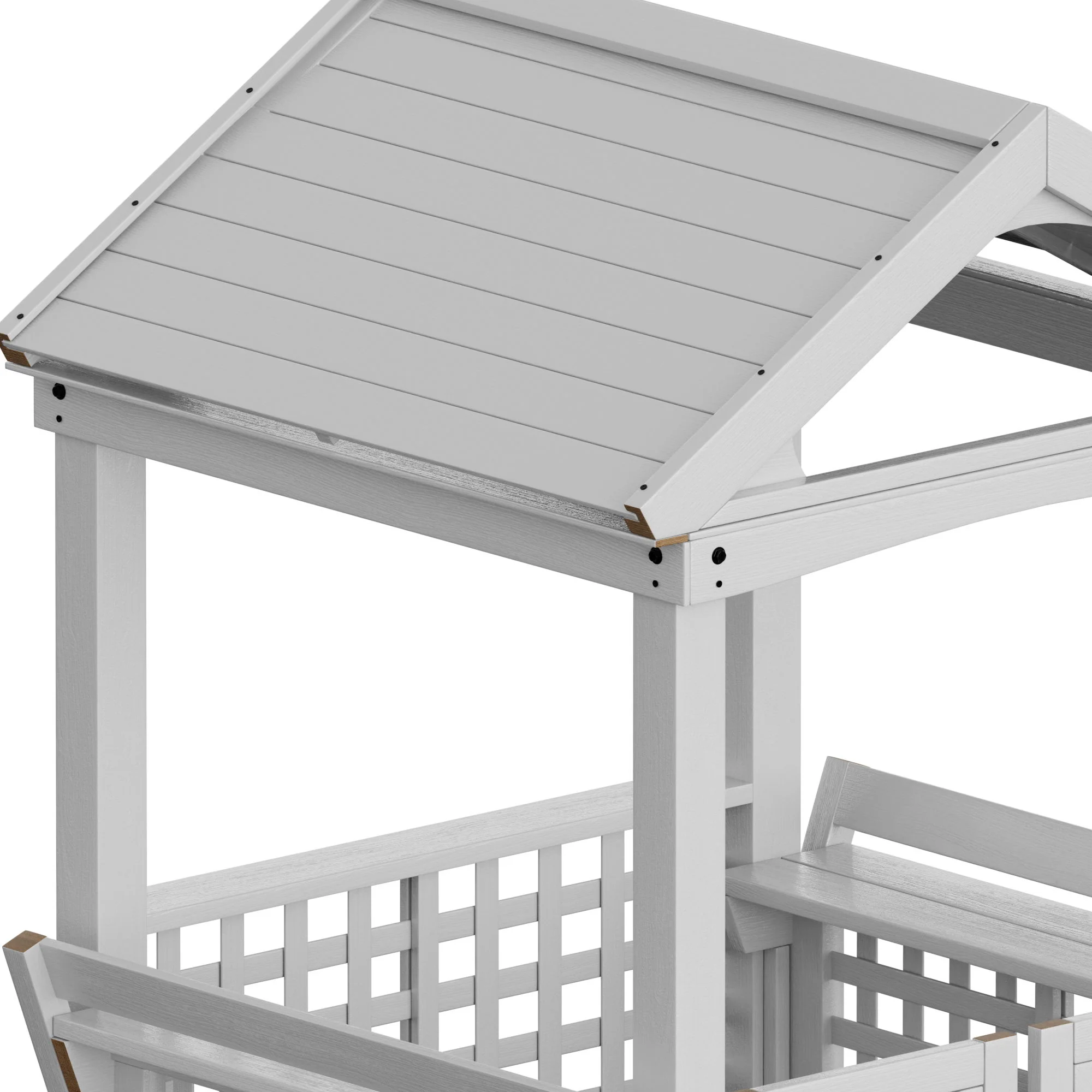 Outdoor Wooden Playhouse With Bench And Door - White - Image 3