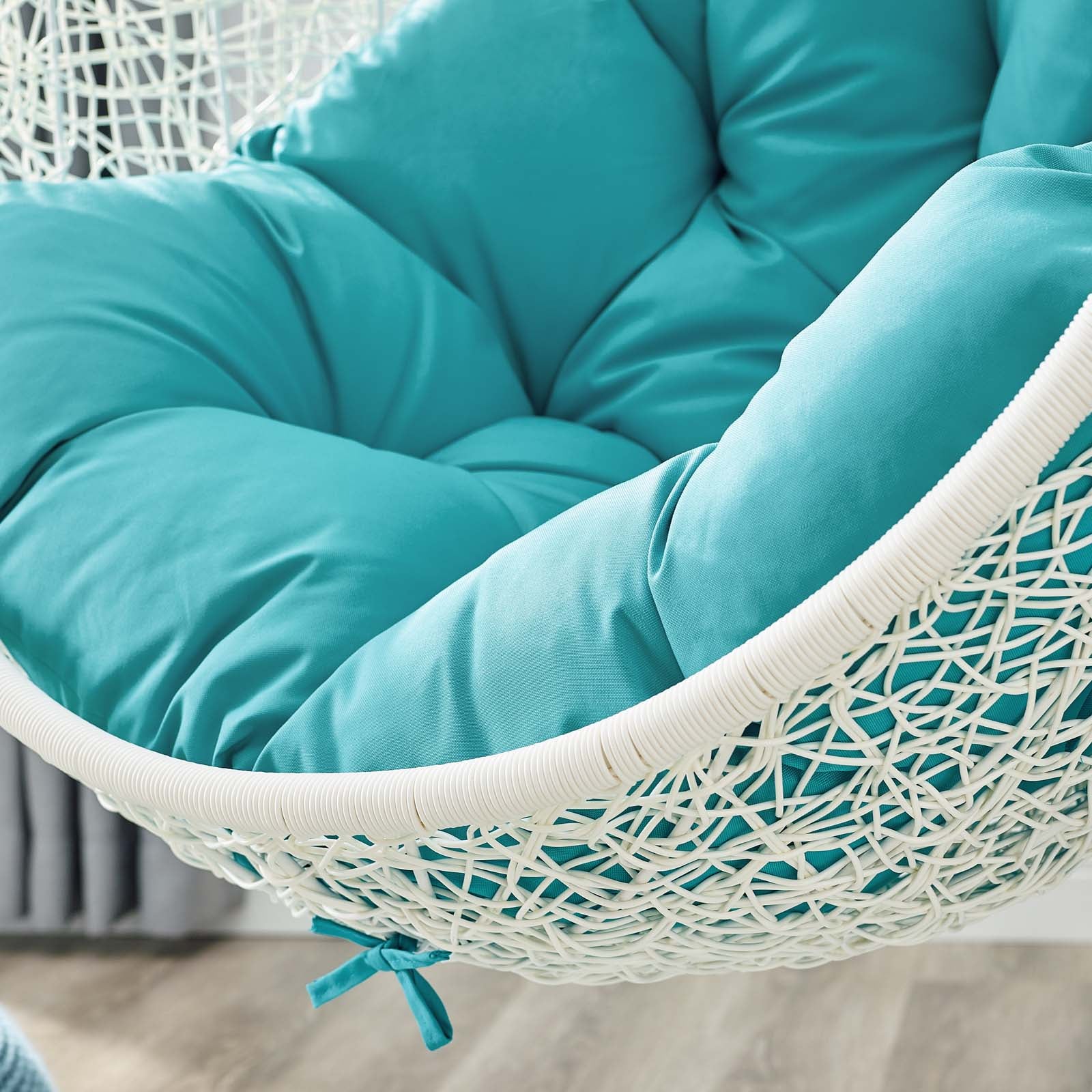 Outdoor Woven Hanging Swing Chair with Stand for Patio and Garden Seating - Image 11