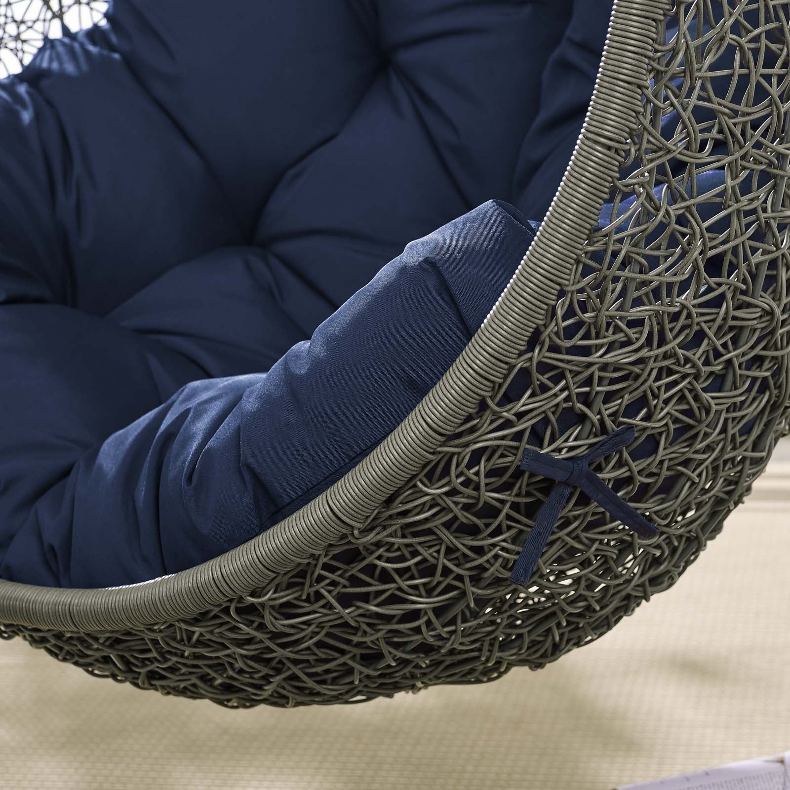 Outdoor Woven Hanging Swing Chair with Stand for Patio and Garden Seating - Image 114