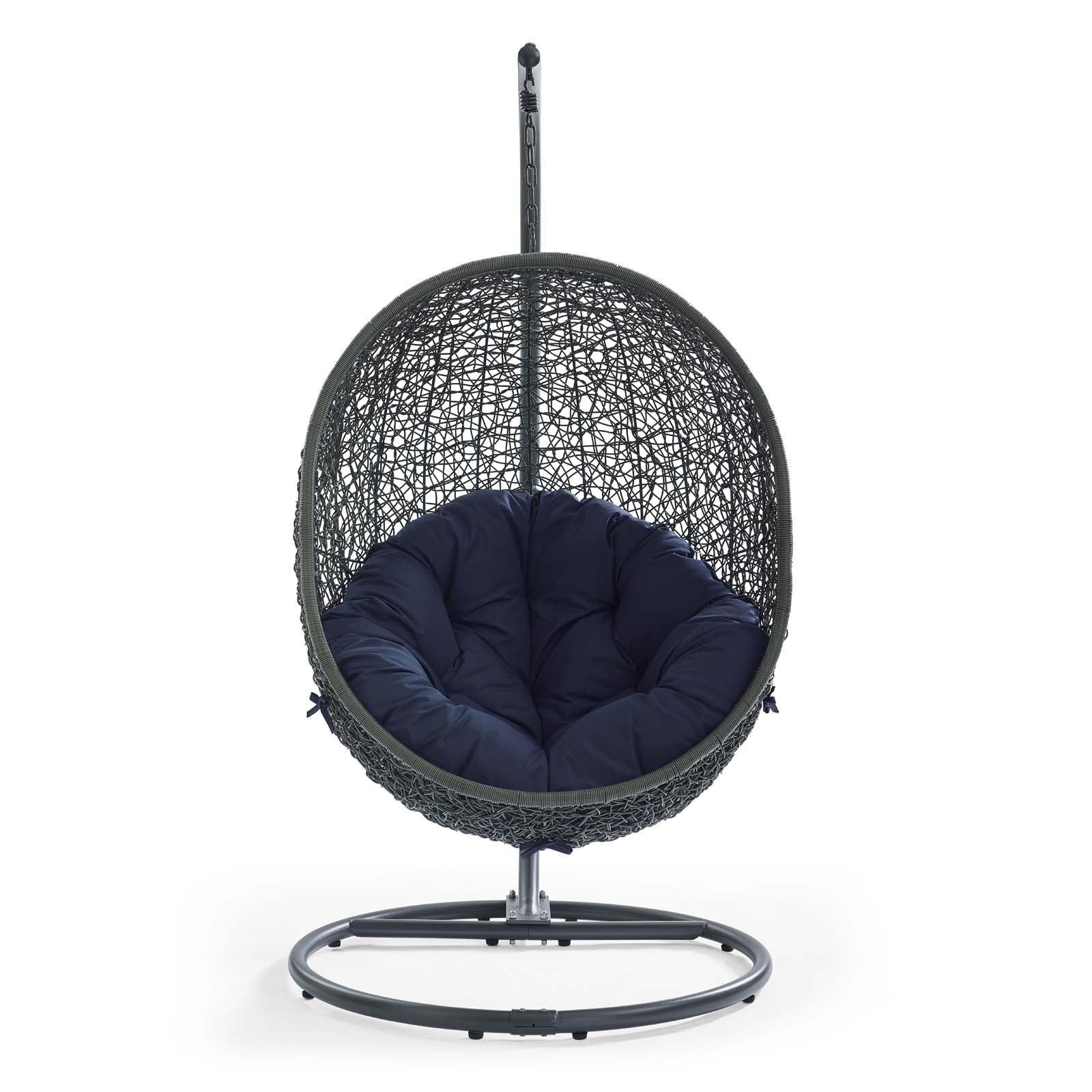 Outdoor Woven Hanging Swing Chair with Stand for Patio and Garden Seating - Image 116