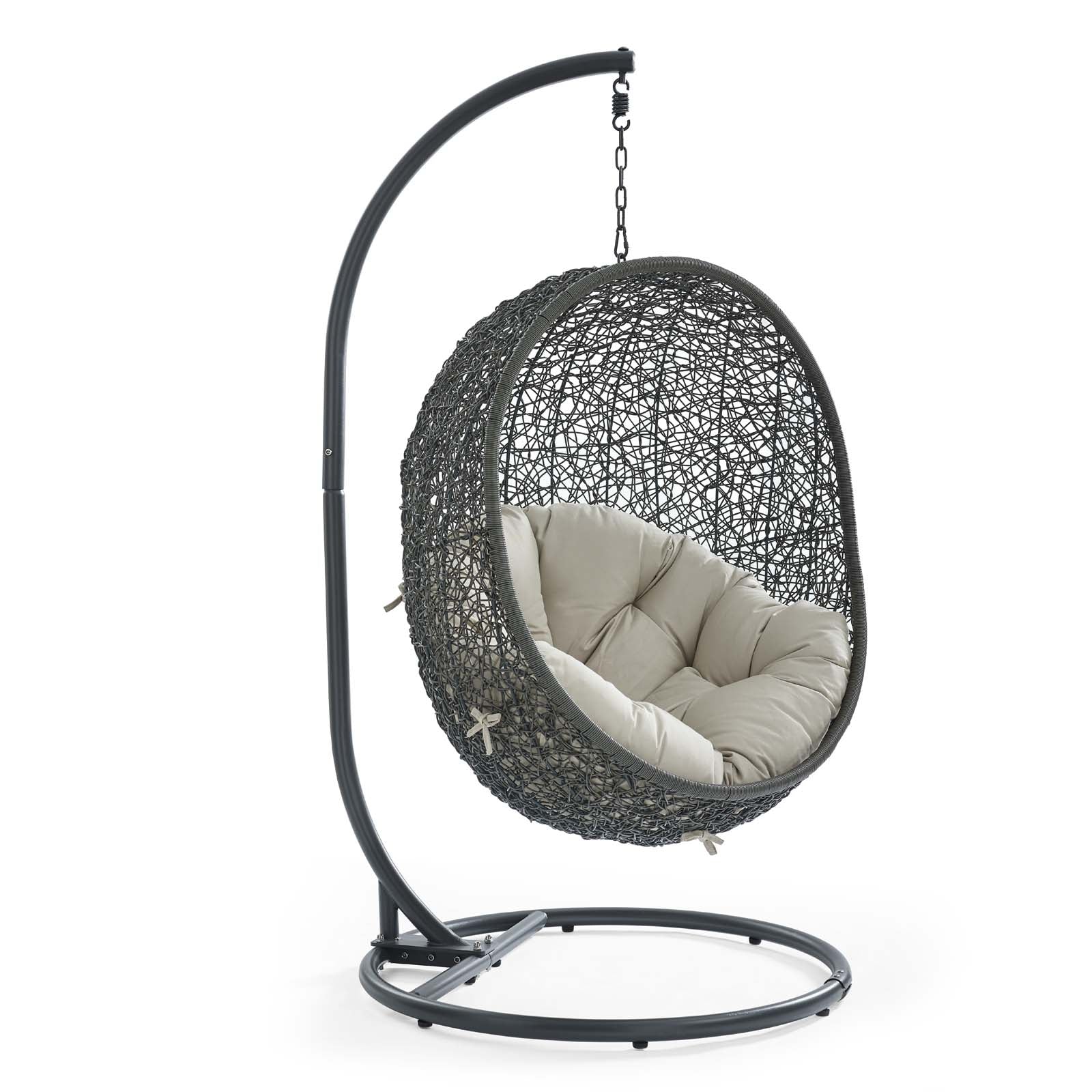 Outdoor Woven Hanging Swing Chair with Stand for Patio and Garden Seating - Image 128
