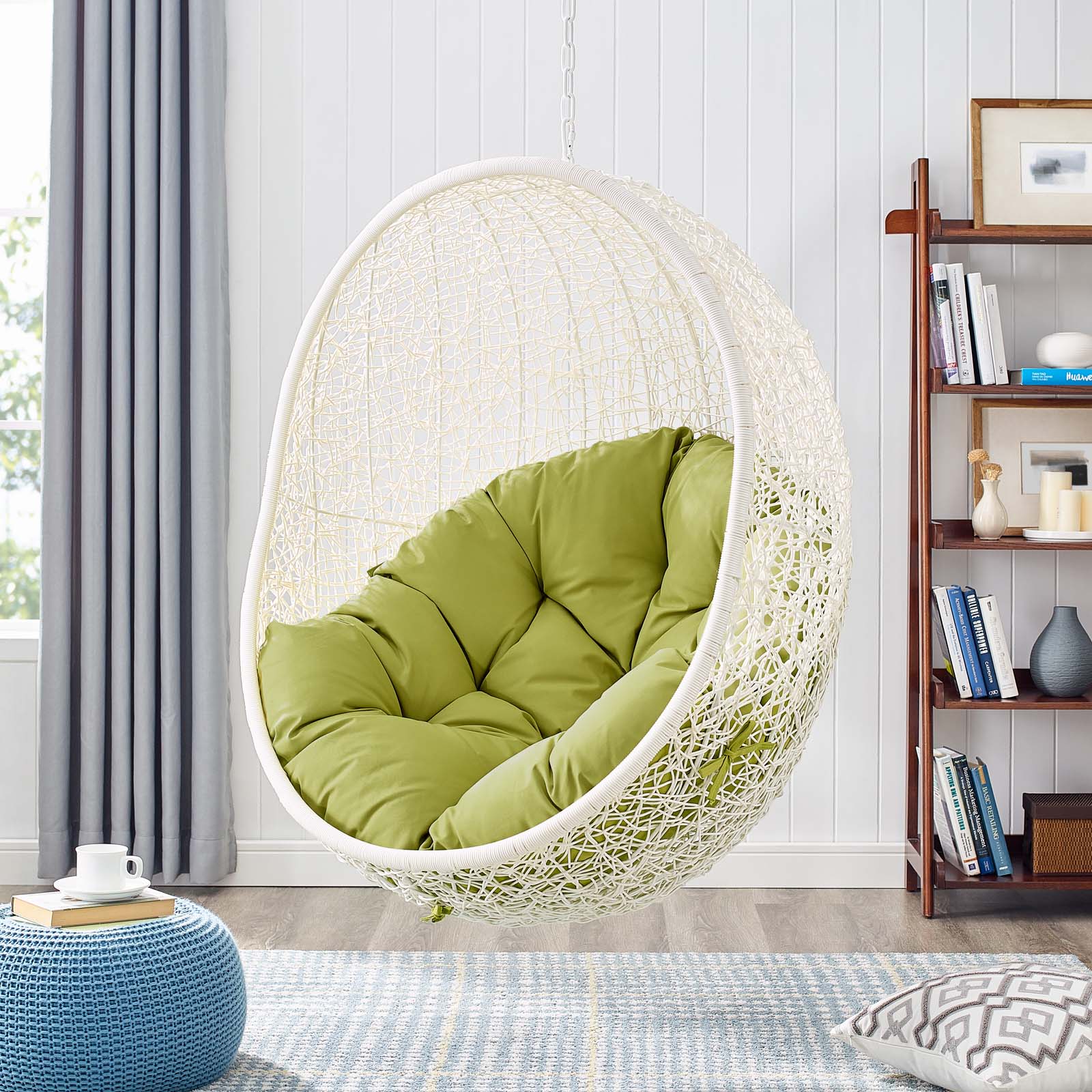 Outdoor Woven Hanging Swing Chair with Stand for Patio and Garden Seating - Image 26