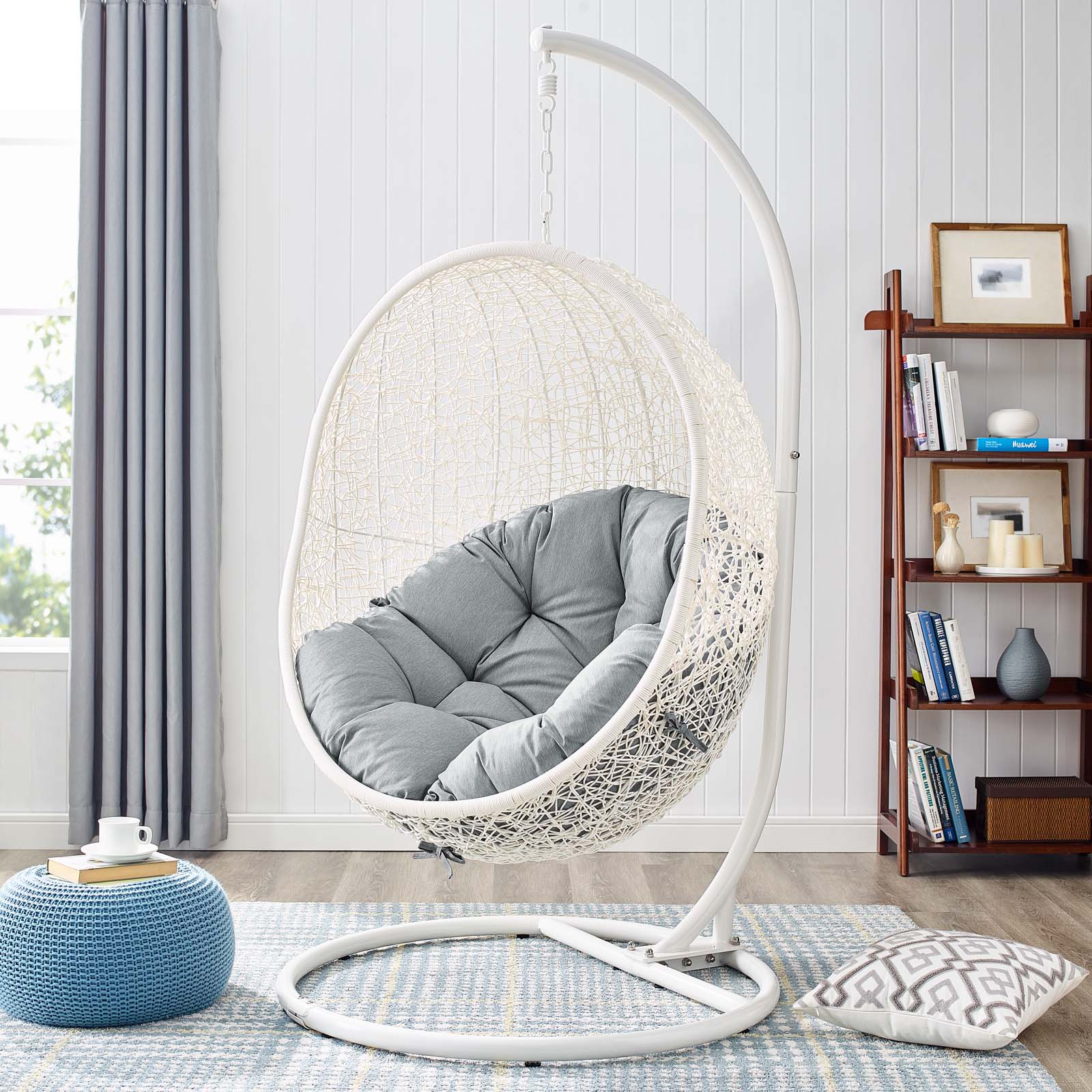 Outdoor Woven Hanging Swing Chair with Stand for Patio and Garden Seating - Image 64
