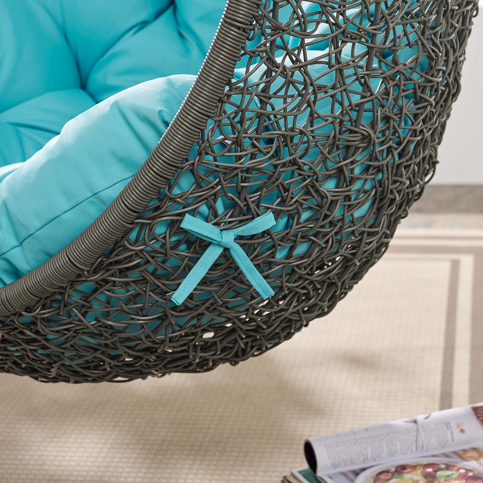 Outdoor Woven Hanging Swing Chair with Stand for Patio and Garden Seating - Image 83