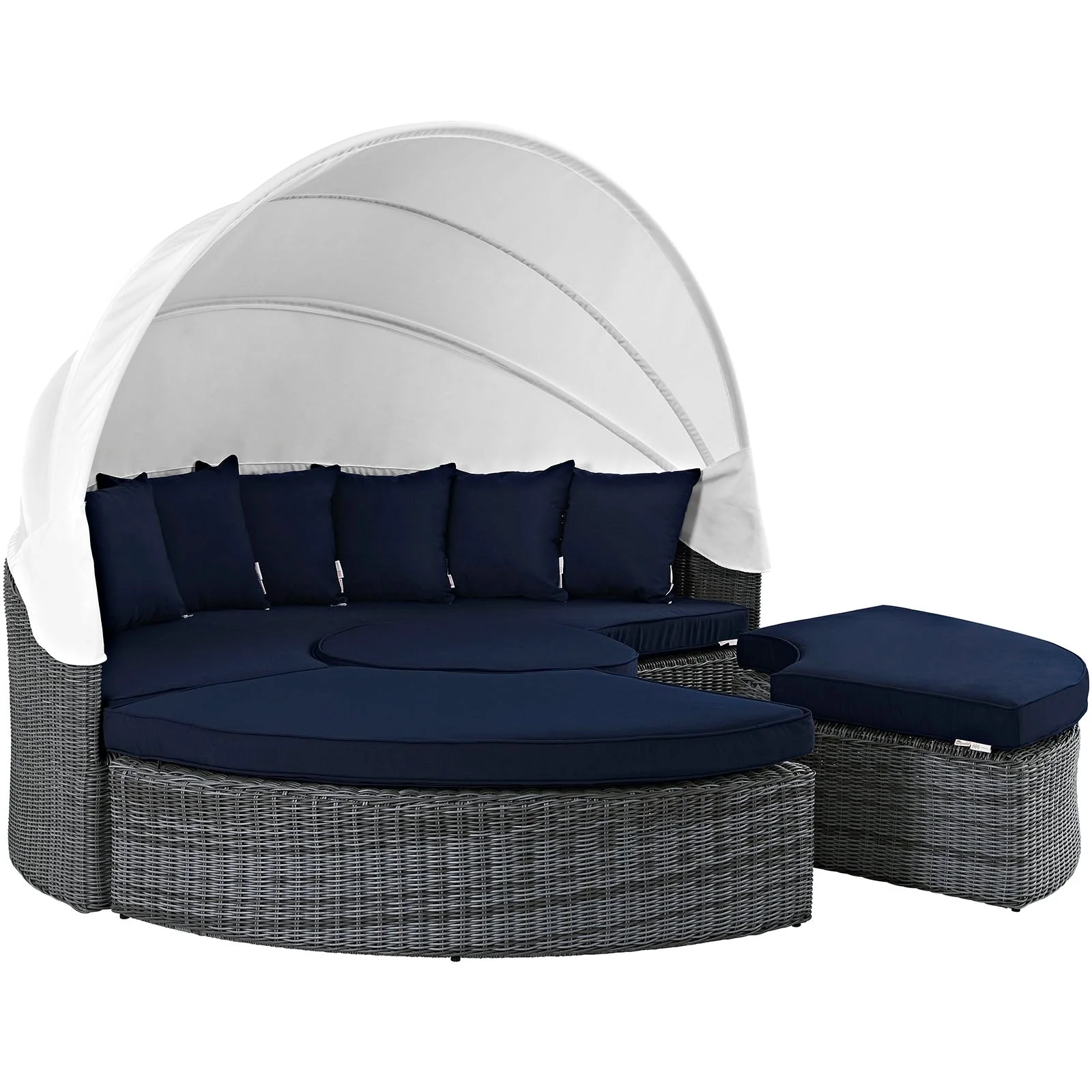 Outdoor Woven Round Daybed with Canopy for Patio and Garden Lounge Seating - Image 12