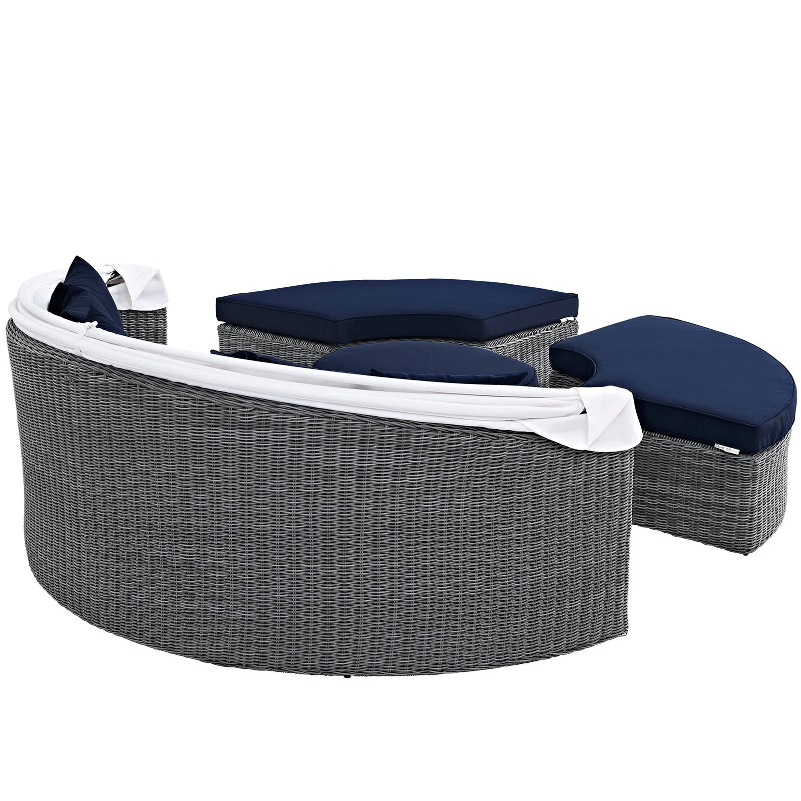 Outdoor Woven Round Daybed with Canopy for Patio and Garden Lounge Seating - Image 14