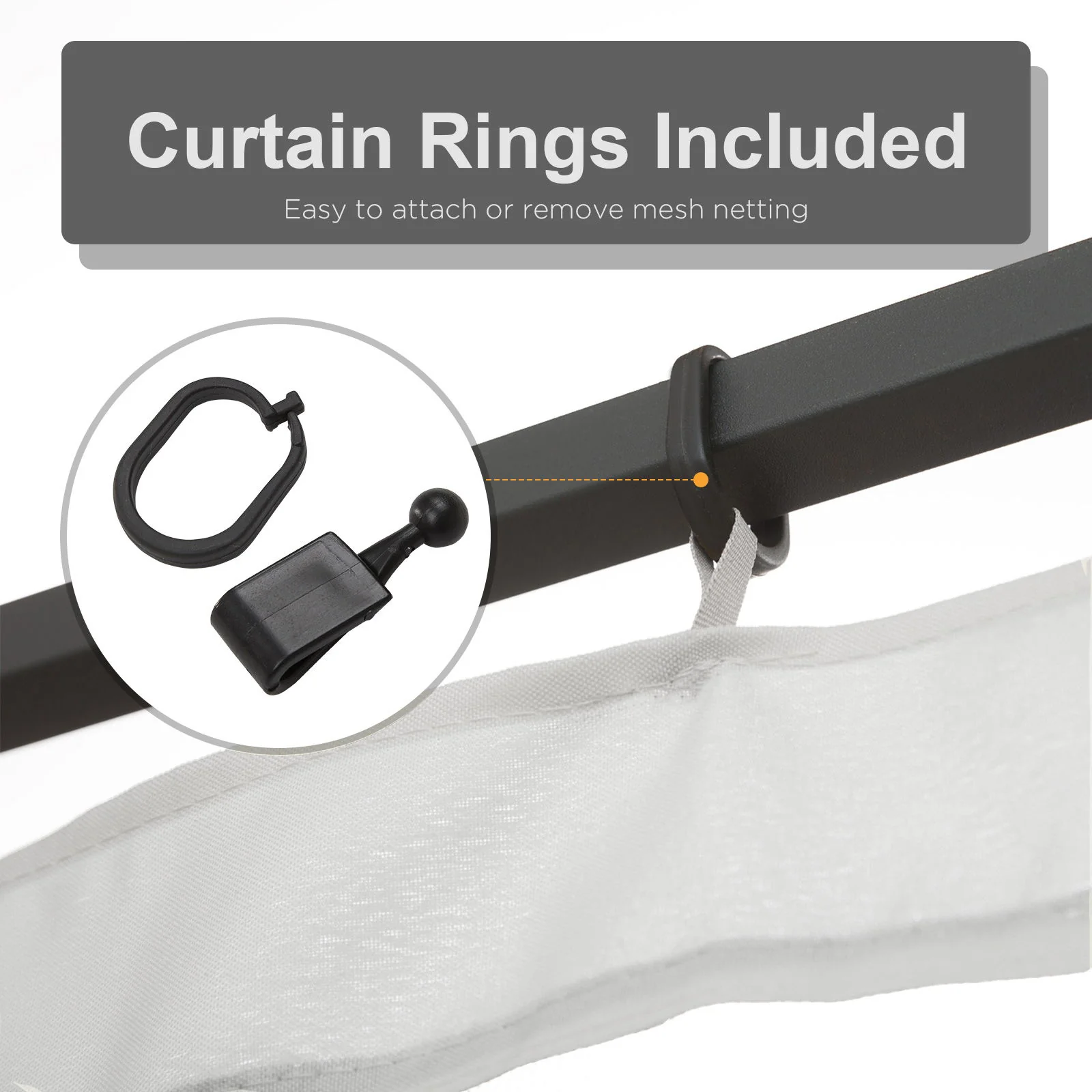 Outsunny - 10' x 13' Replacement Mesh Sidewall Netting For Patio Gazebos And Canopy Tents With Zippers (Sidewall Only) - White - Image 4
