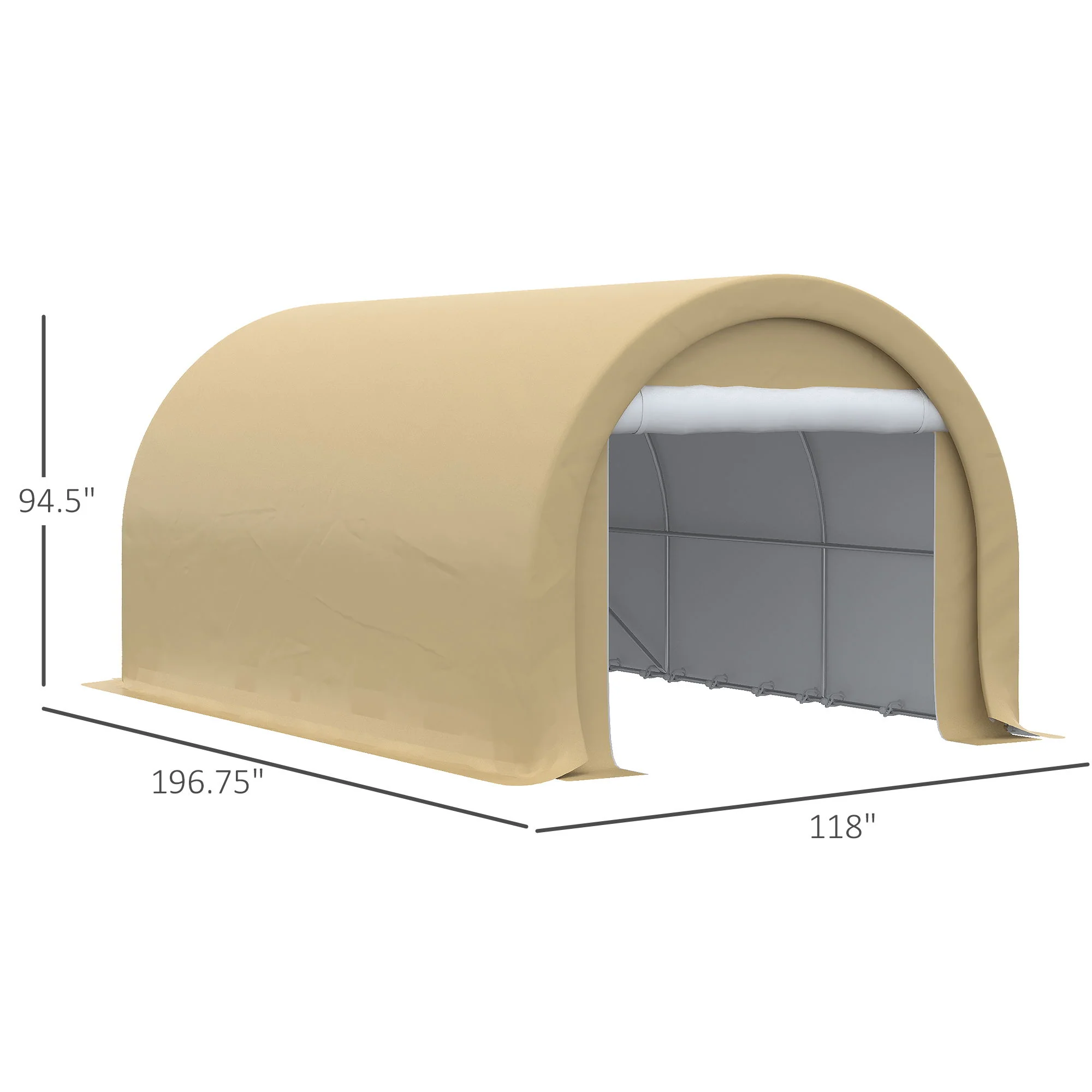 Outsunny - 10' x 16' Carport, Heavy Duty Portable Garage Storage Tent With Large Zippered Door, Anti-Uv Pe Canopy Cover For Car, Truck, Boat, Motorcycle, Bike, Garden Tools, Outdoor Work - Image 17