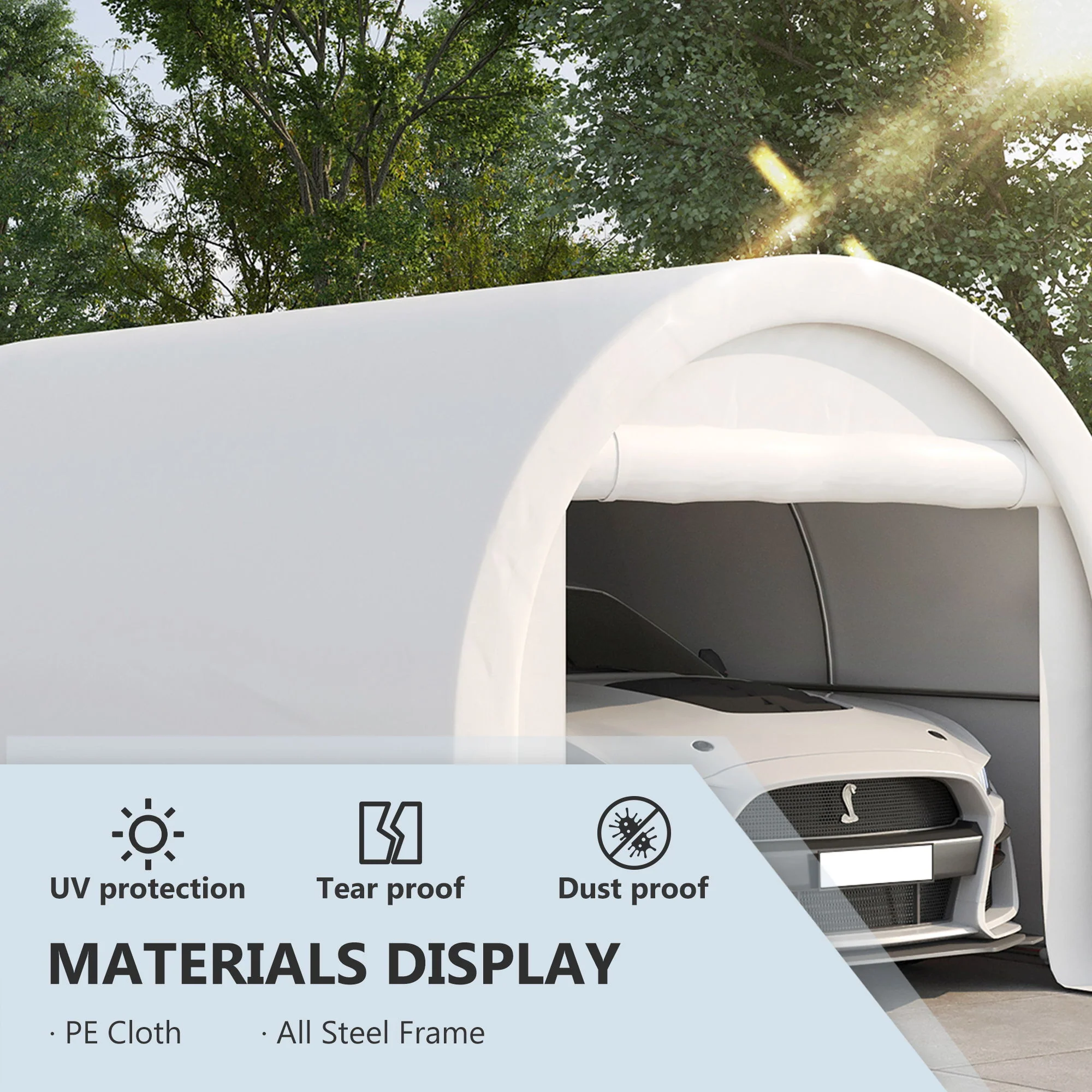 Outsunny - 10' x 16' Carport, Heavy Duty Portable Garage Storage Tent With Large Zippered Door, Anti-Uv Pe Canopy Cover For Car, Truck, Boat, Motorcycle, Bike, Garden Tools, Outdoor Work - Image 24