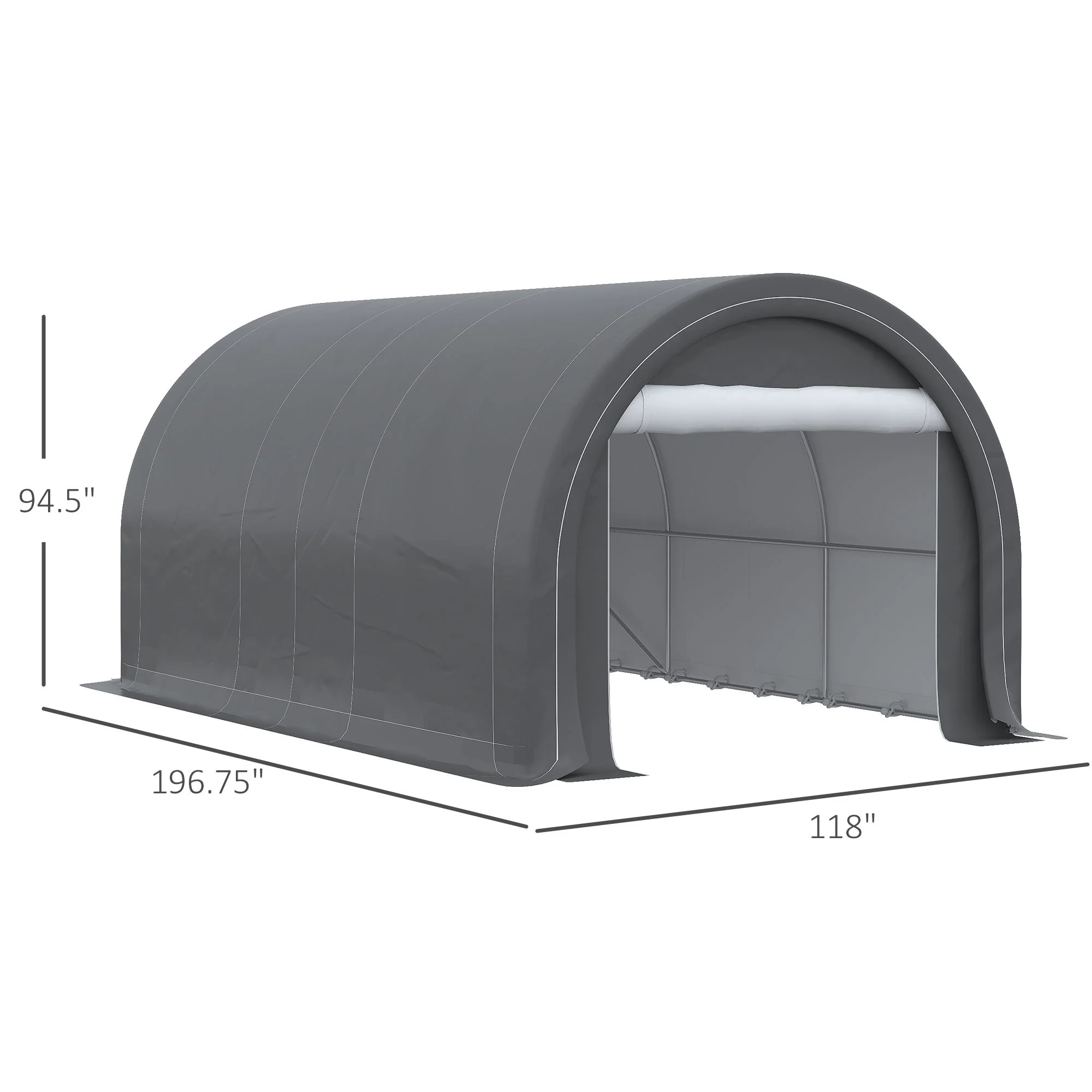 Outsunny - 10' x 16' Carport, Heavy Duty Portable Garage Storage Tent With Large Zippered Door, Anti-Uv Pe Canopy Cover For Car, Truck, Boat, Motorcycle, Bike, Garden Tools, Outdoor Work - Image 26