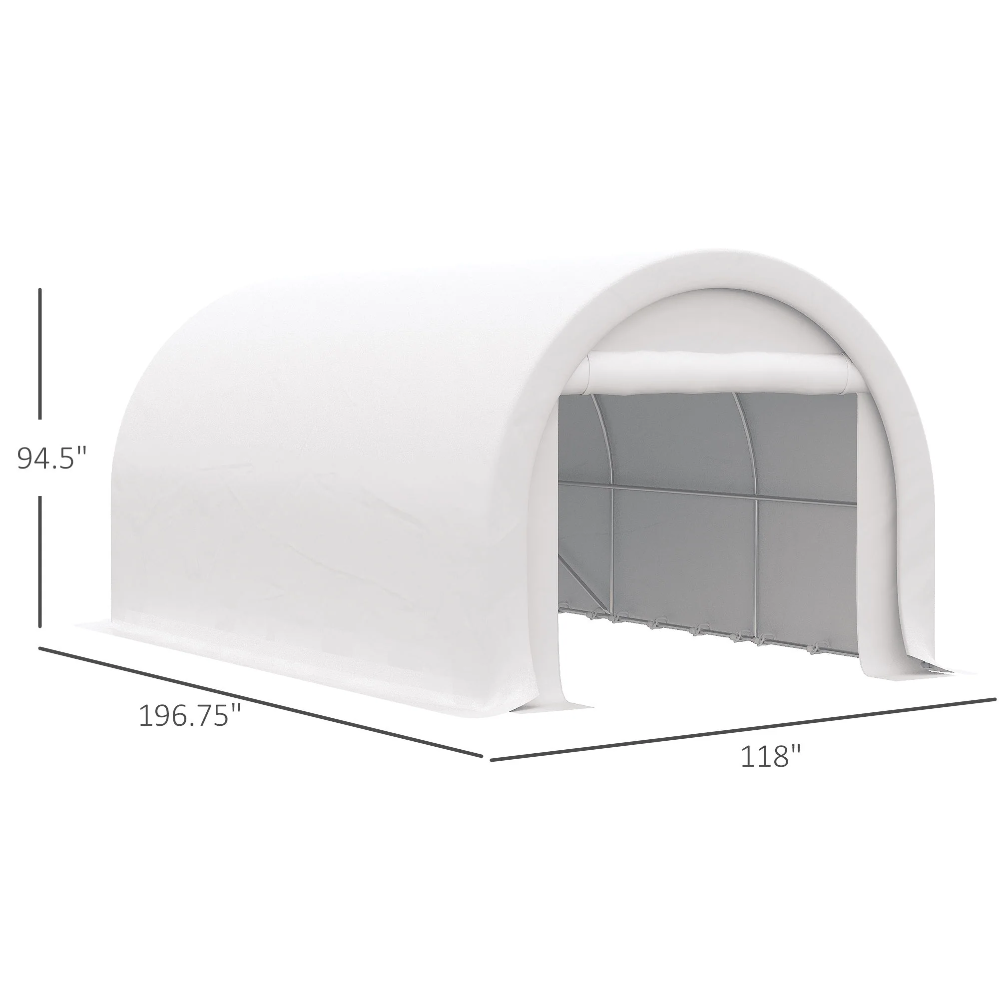 Outsunny - 10' x 16' Carport, Heavy Duty Portable Garage Storage Tent With Large Zippered Door, Anti-Uv Pe Canopy Cover For Car, Truck, Boat, Motorcycle, Bike, Garden Tools, Outdoor Work - Image 5