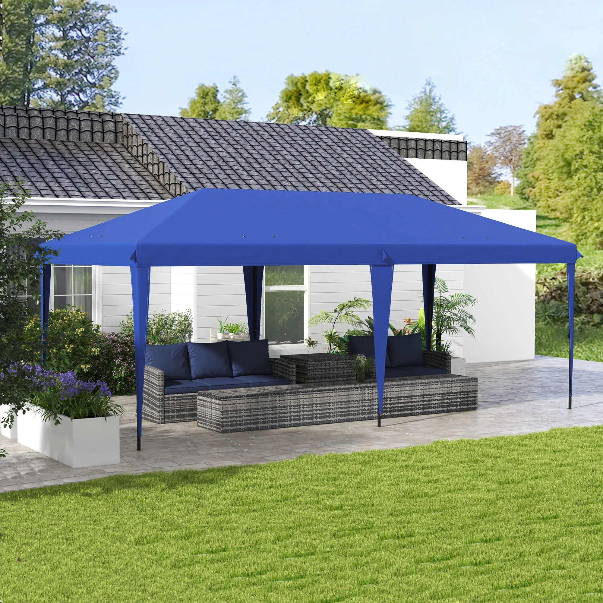 Outsunny - 10' x 19.2' Pop Up Canopy Tent, Heavy Duty Tent For Parties, Outdoor Instant Gazebo Sun Shade Shelter With Carry Bag For Catering, Events, Wedding, Backyard Bbq - Image 5
