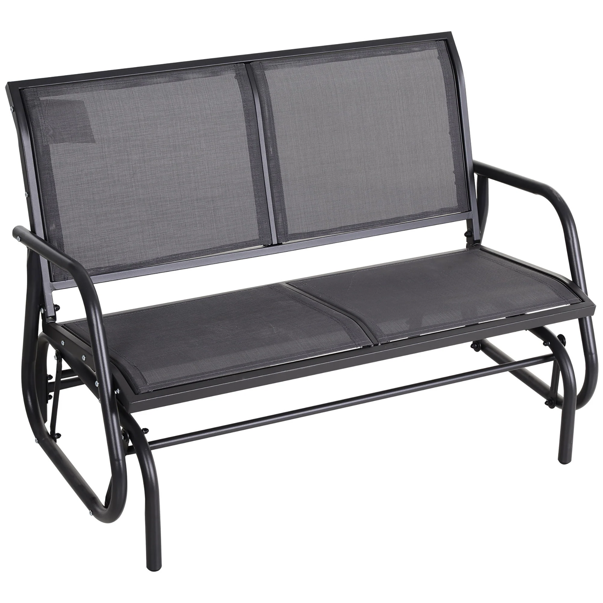 Outsunny - 2 Person Outdoor Glider Bench, Patio Double Swing Rocking Chair Loveseat With Powder Coated Steel Frame For Backyard Garden Porch - Gray - Image 8