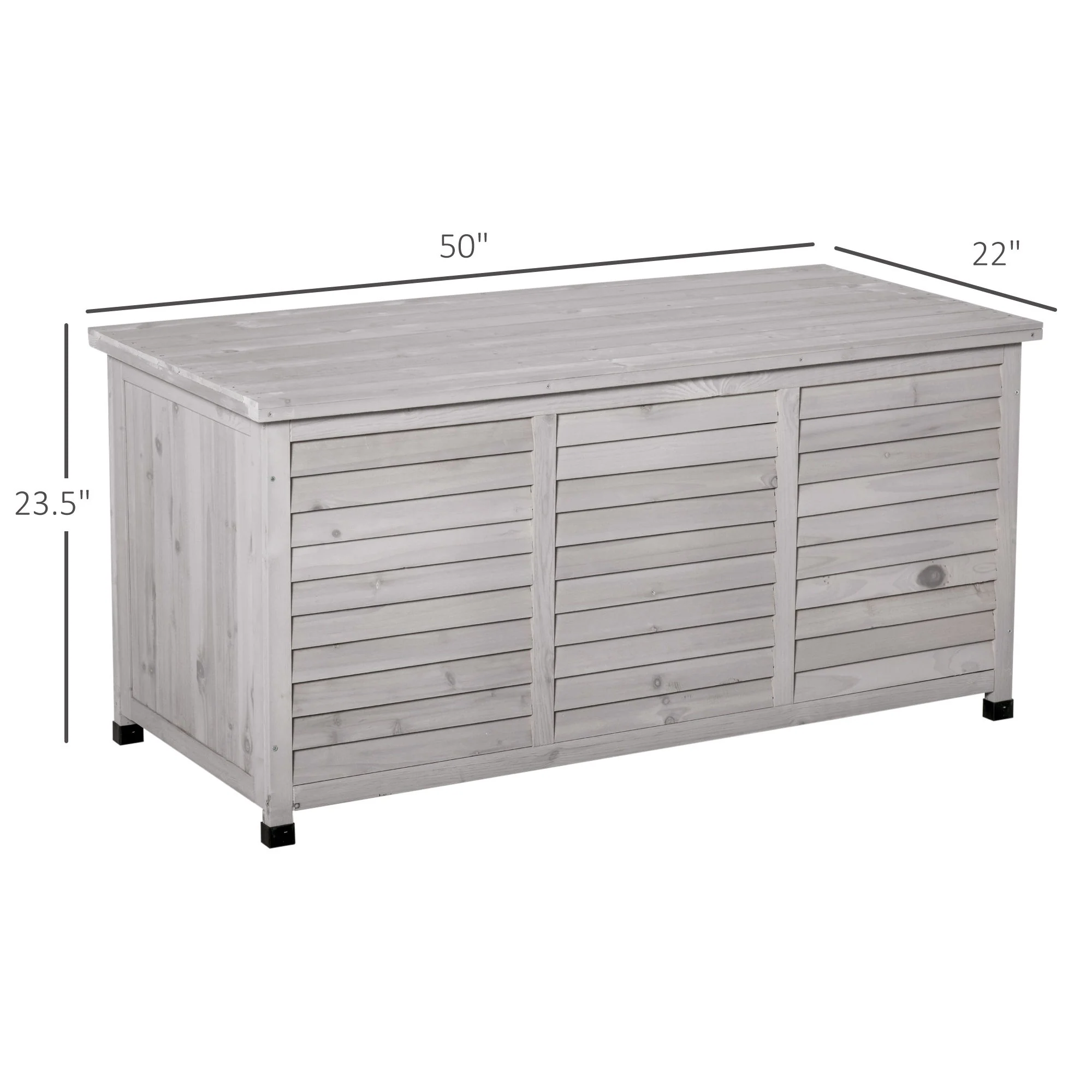 Outsunny - 75 Gallon Wooden Deck Box, Outdoor Storage Container With Aerating Gap & Weather-Fighting Finish - Gray - Image 7