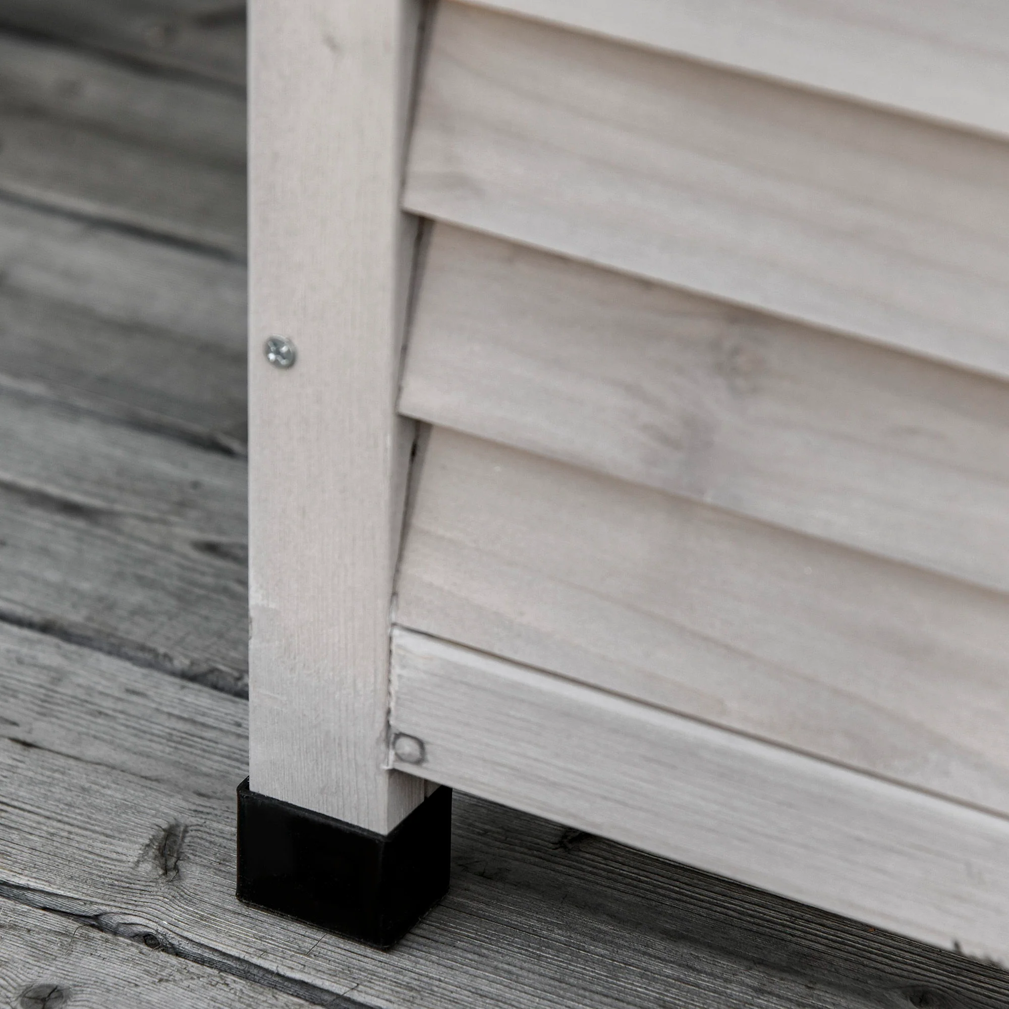 Outsunny - 75 Gallon Wooden Deck Box, Outdoor Storage Container With Aerating Gap & Weather-Fighting Finish - Gray - Image 9