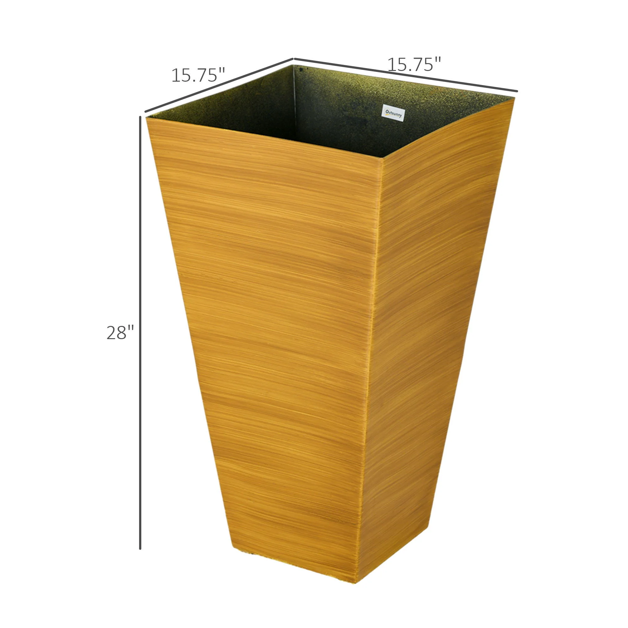 Outsunny - Outdoor Planters (Set of 3) Large Taper Planters With Drainage Holes And Plug, Faux Wood Plastic Flower Pots For Outdoor, Indoor, Garden, Patio - Image 12