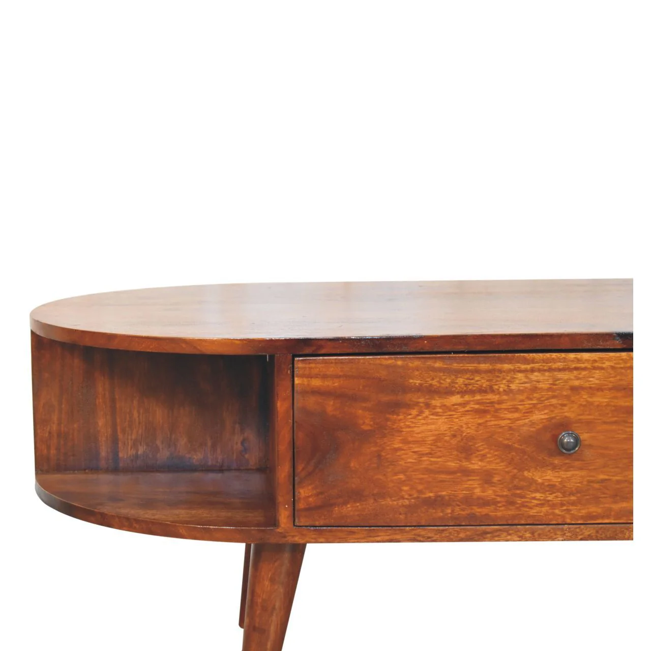 Oval Coffee Table With 1 Drawer - Chestnut - Image 7